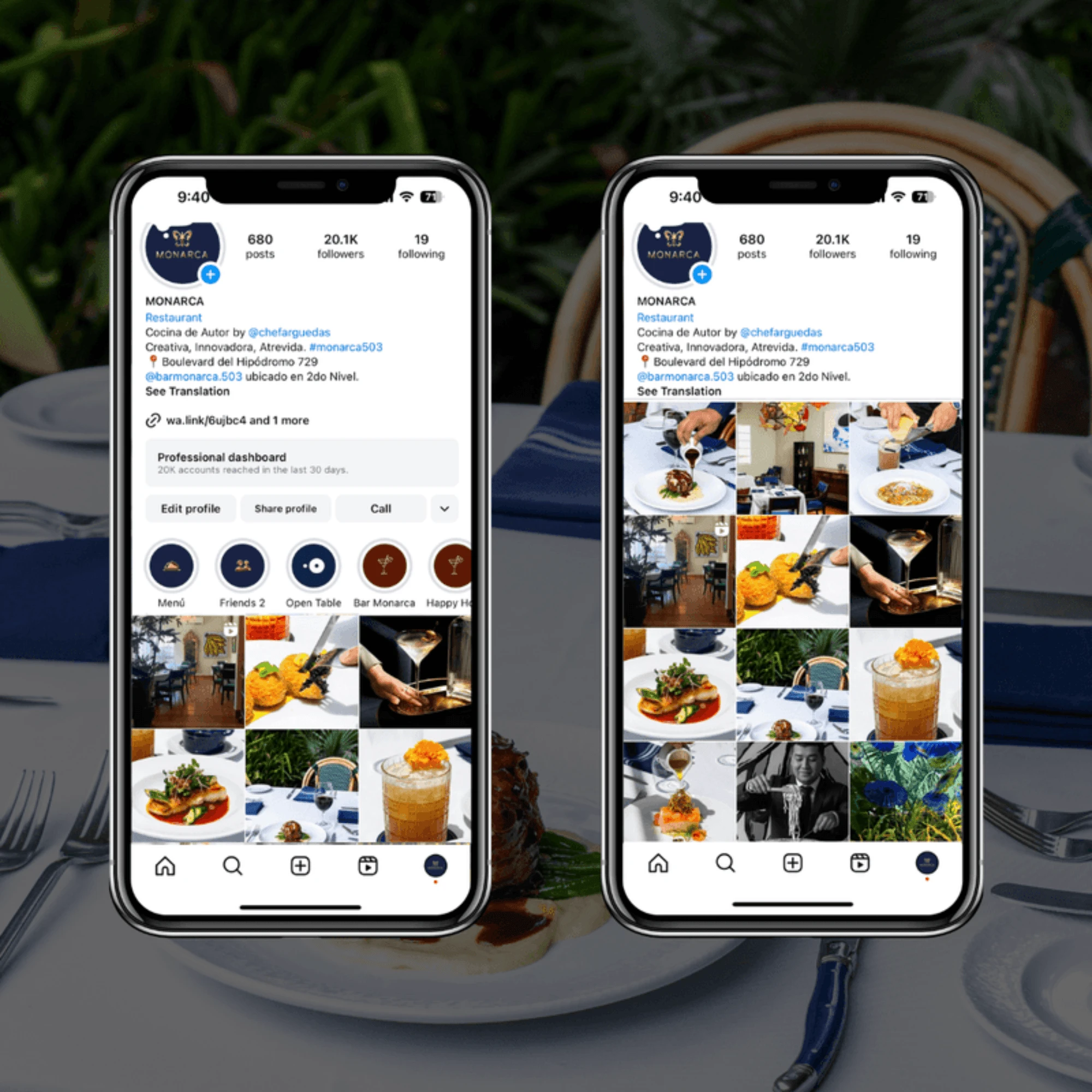 Feed Design and Social Media Management for a Fine Dining Restaurant based in El Salvador, Central America