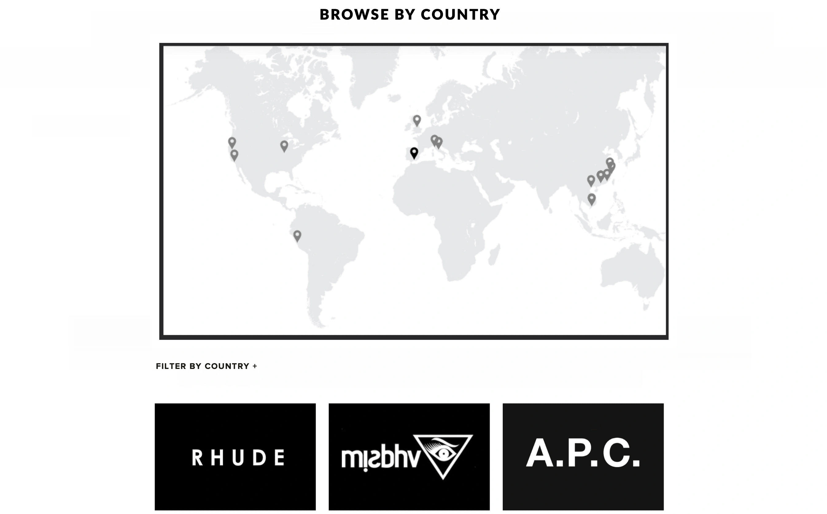 Filtering brands & products by country on a map