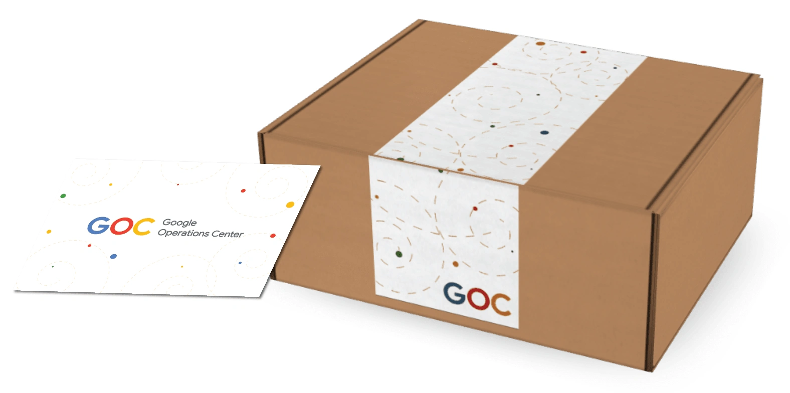 Matching Card and Packaging design for Google Operations Center gift box.