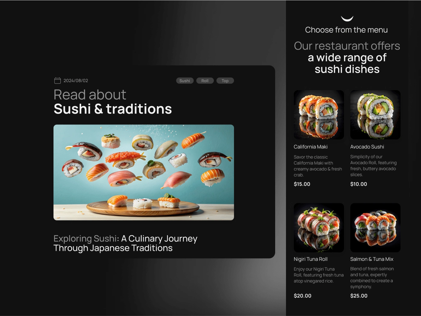 Sushi restaurant Framer template