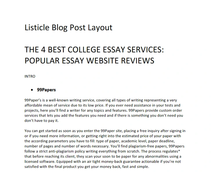 Blog post centered on the best college essay services and caveats that are often listed about them.