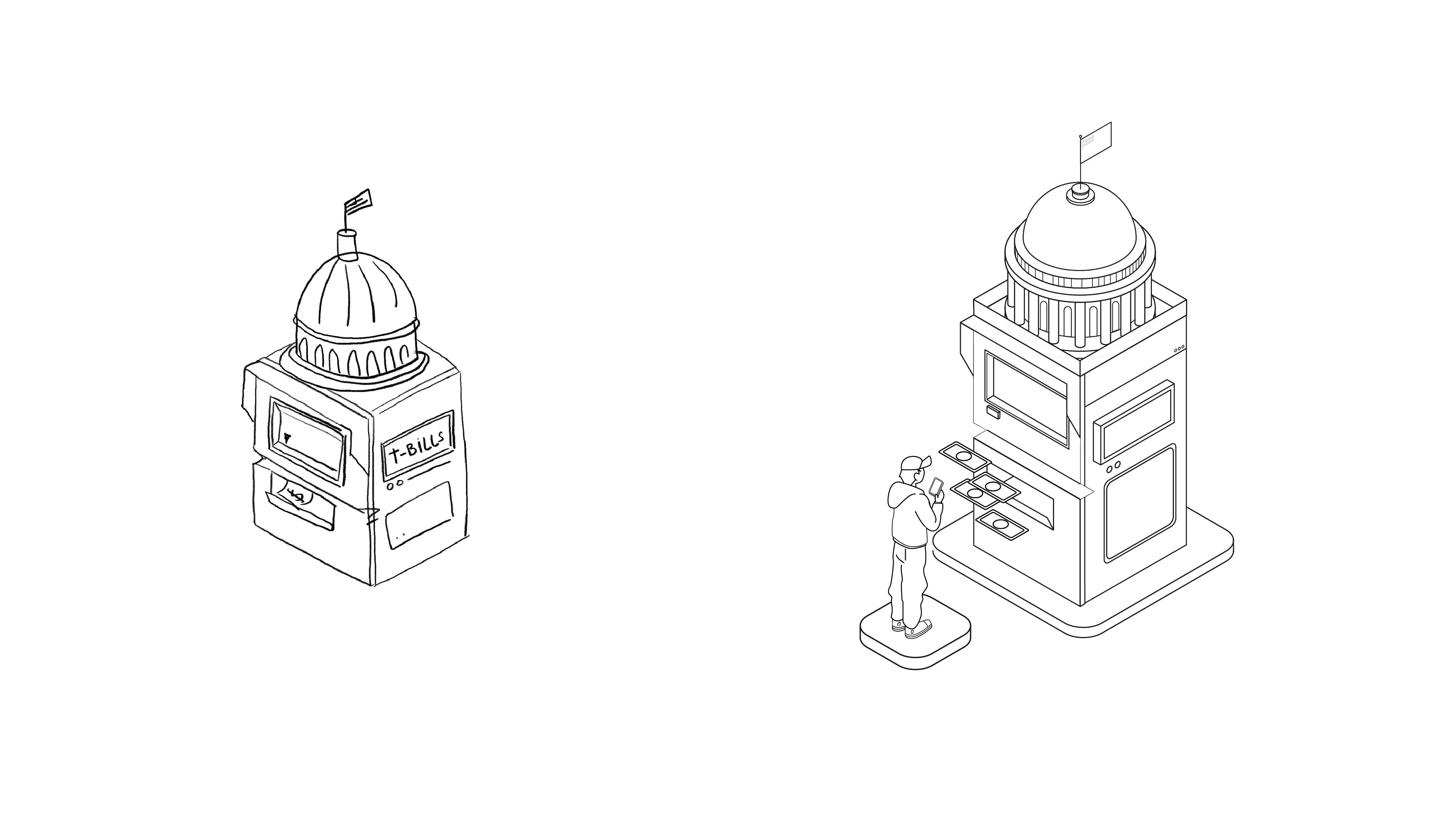 The client wanted a composition that shows an ATM and the congress of the USA. This idea reflected the simple use of Berry, and the possibility to access in US Stocks with ease.