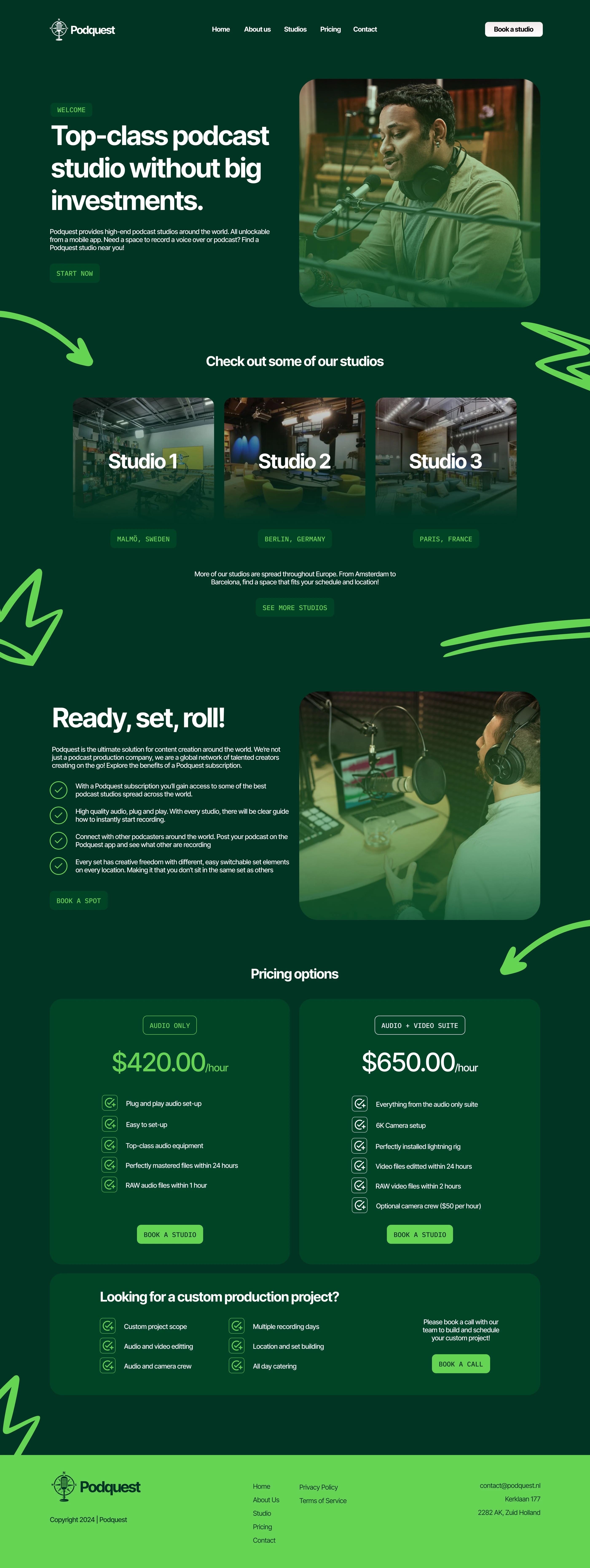 Full landing page design