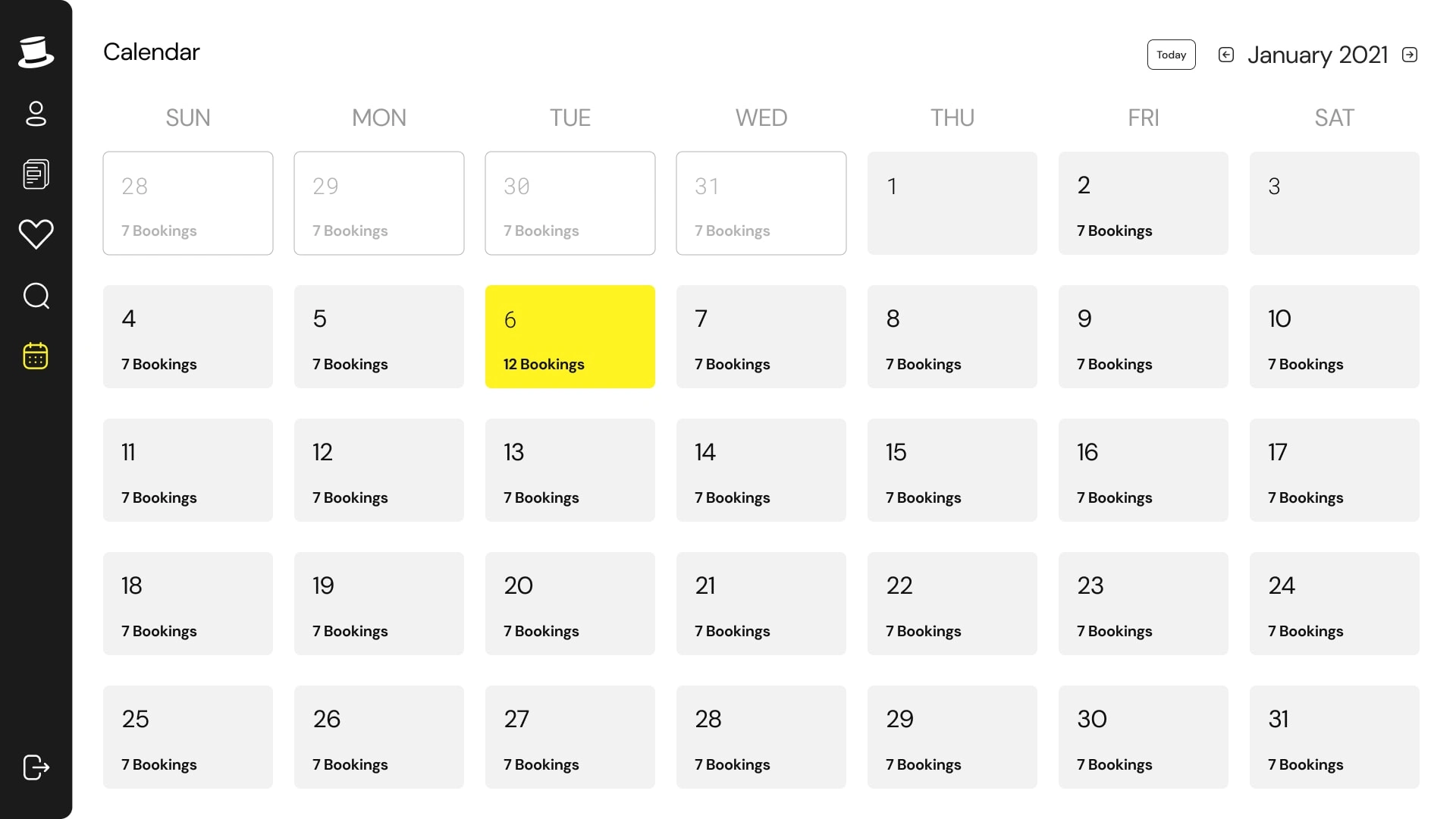 User Calendar Section