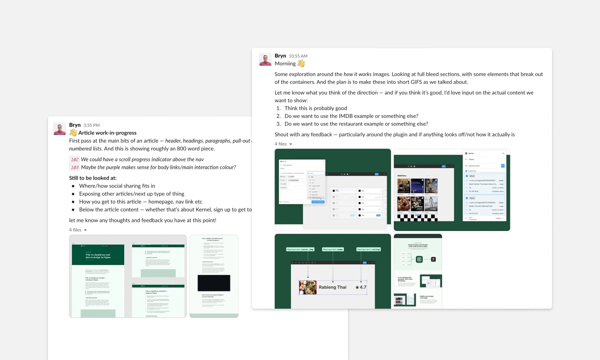 Sharing early design progress in Slack