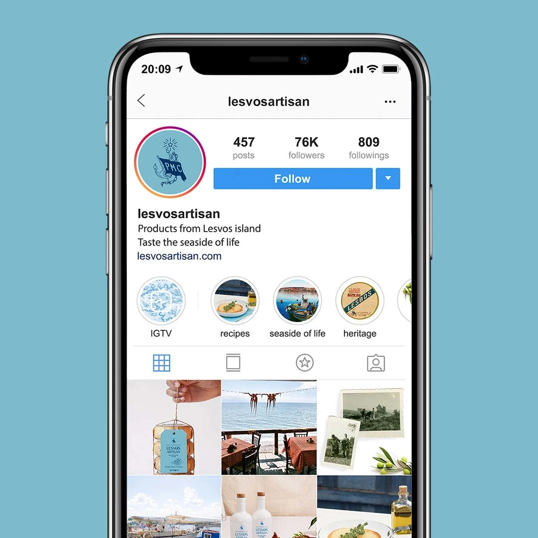 Example of Instagram feed and digital content