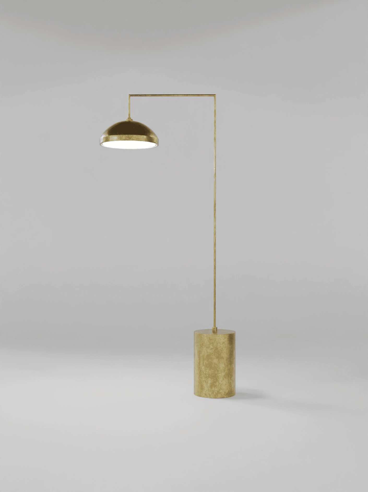 'Shroom' Brushed Brass Standing Lamp - Inspired by mushroom caps & wilting plant stems