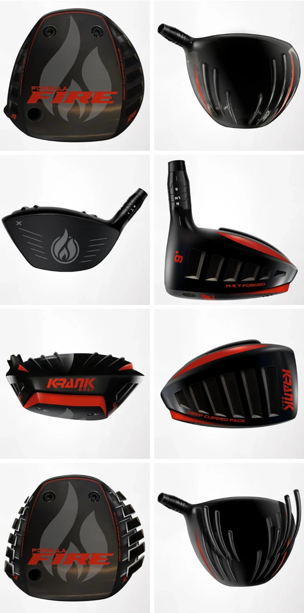 Krank Golf Formula FIRE Golf Driver Illustrations and FIRE Logo Design - 2021