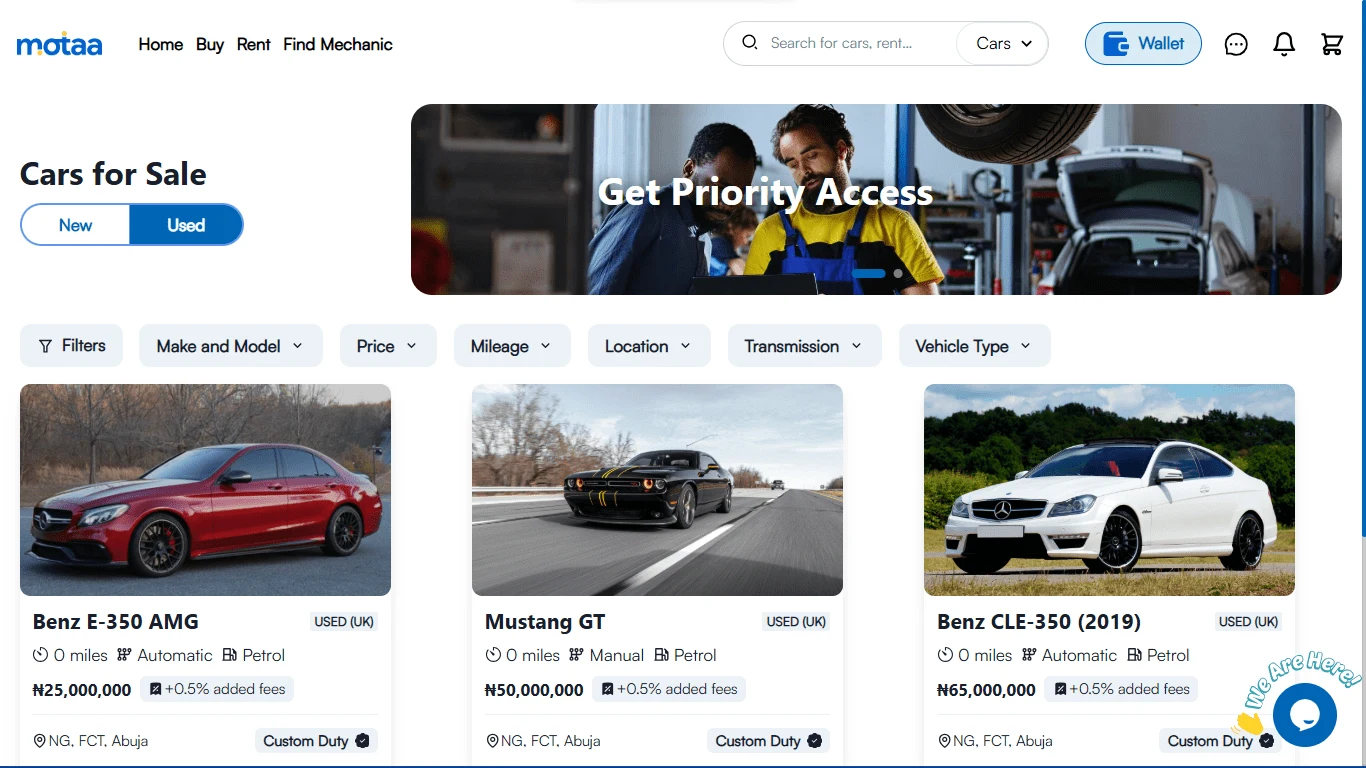 Car Listing Browsing Page