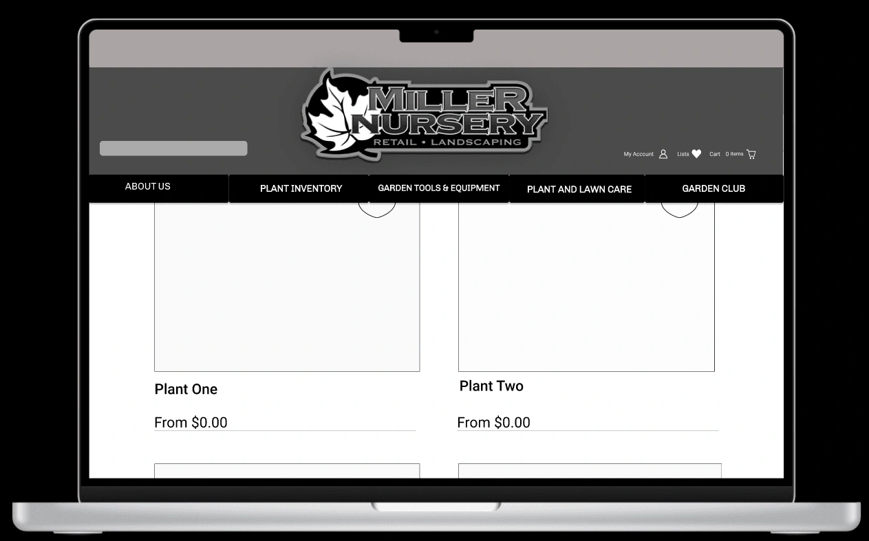 mid-fidelity grayscale wireframe