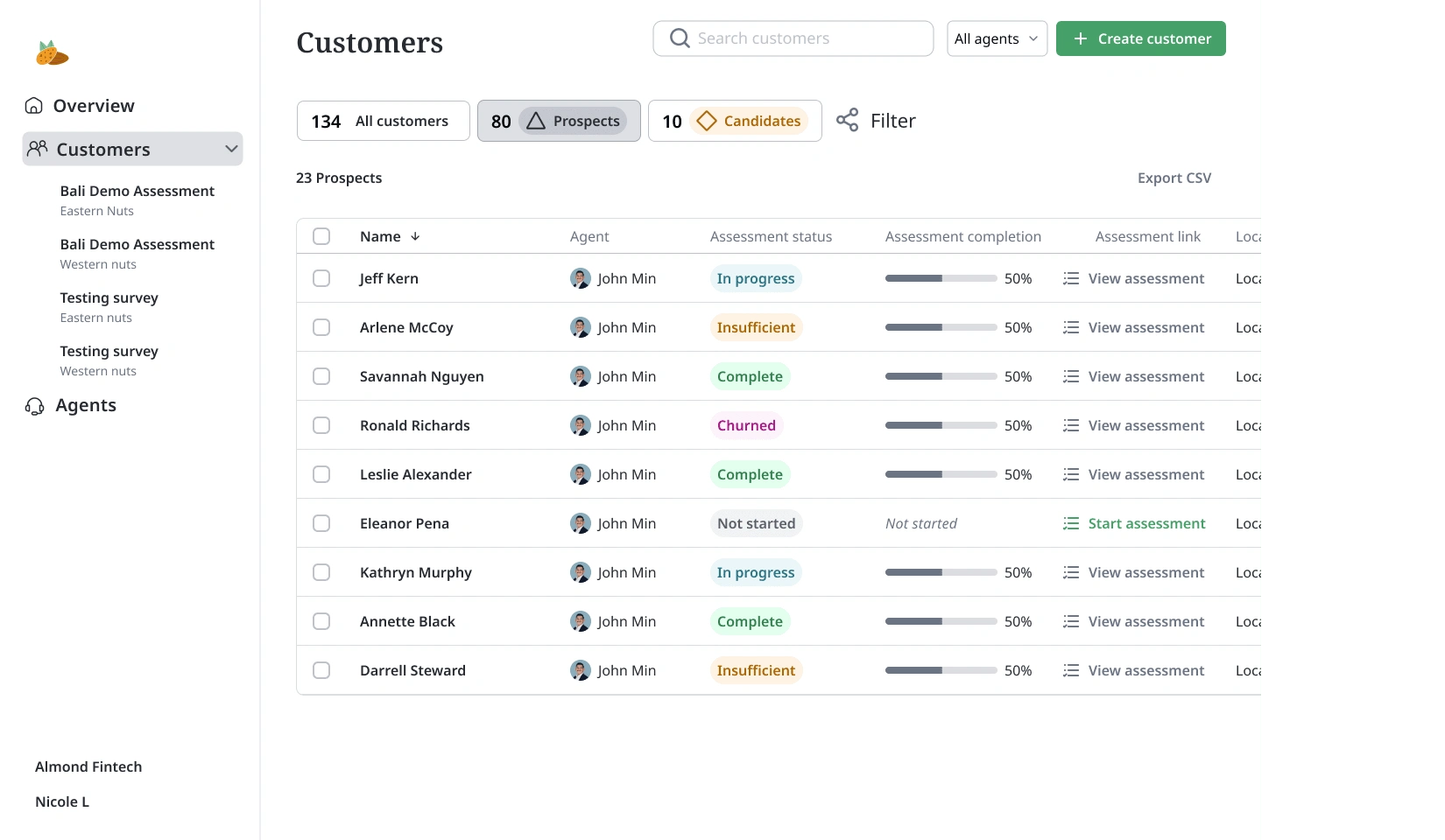 Customer Dashboard - Desktop