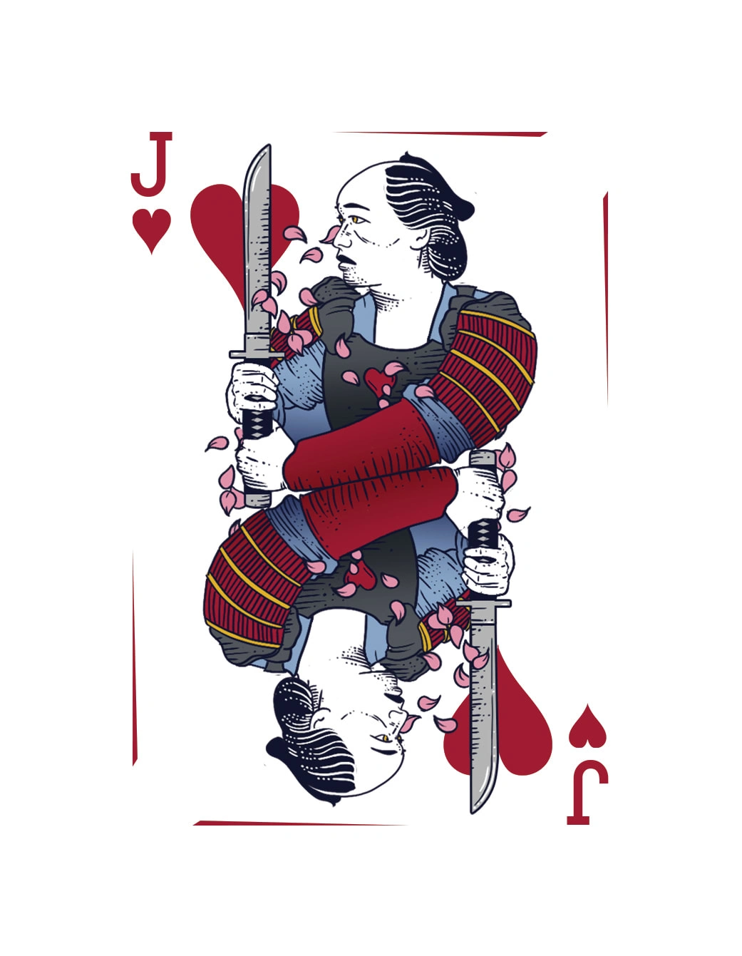 Japanese themed illustrations for a deck of cards