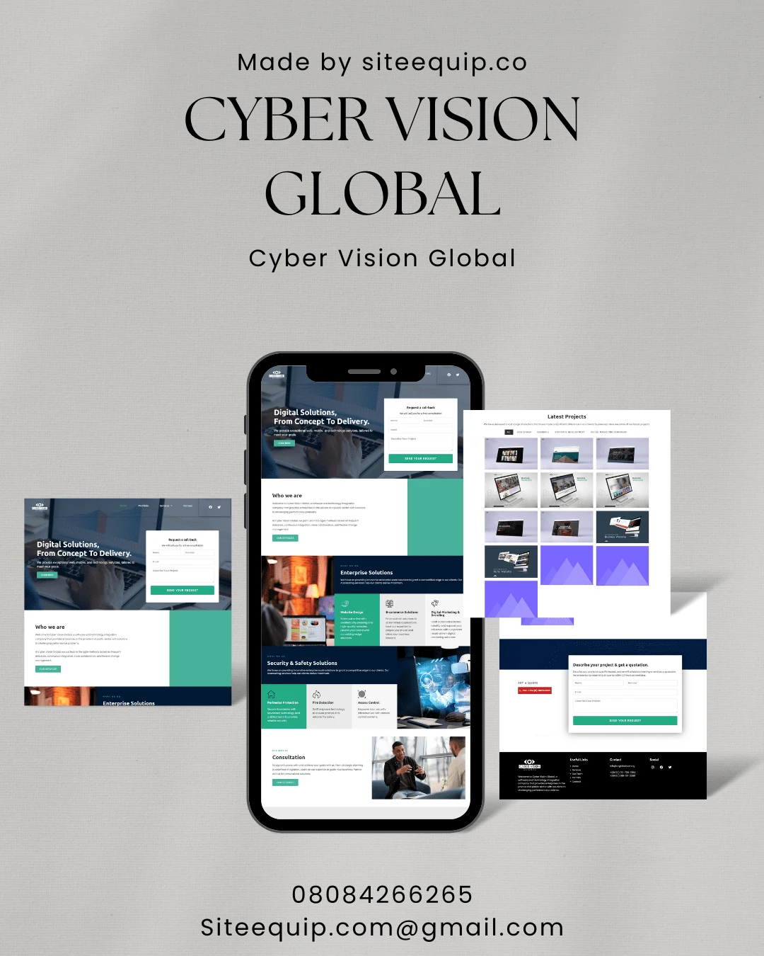 Cyber Vision Global, designed on Figma and developed on WordPress, cyber vision global website.