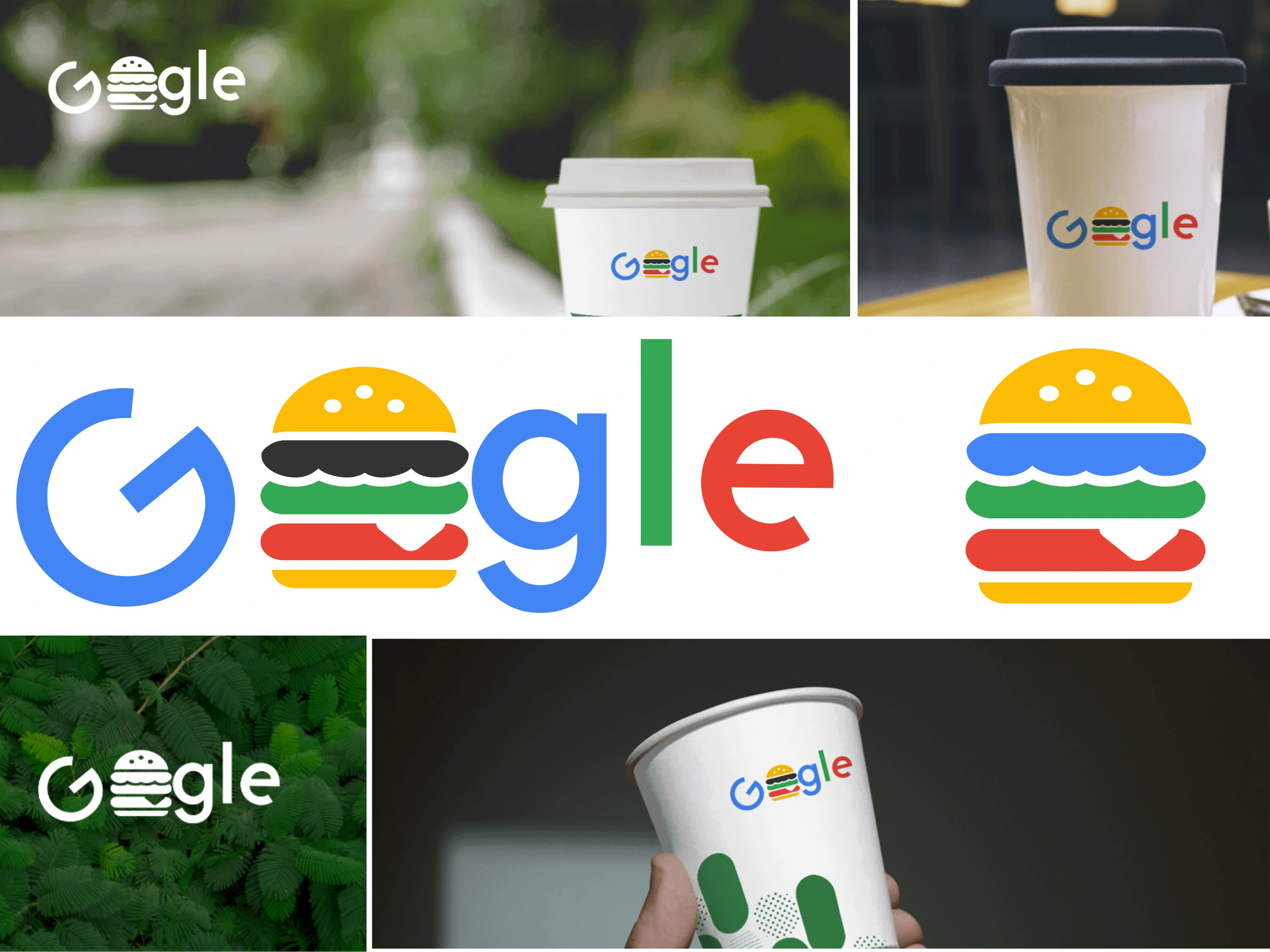 The Popular Google Logo Re-Designed as a burger shop Logo