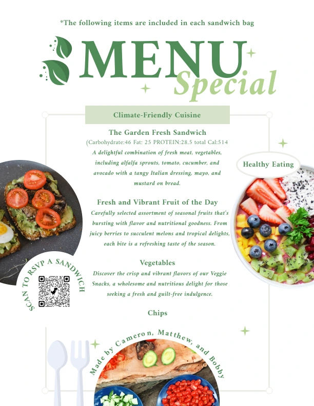 Lunch menu 