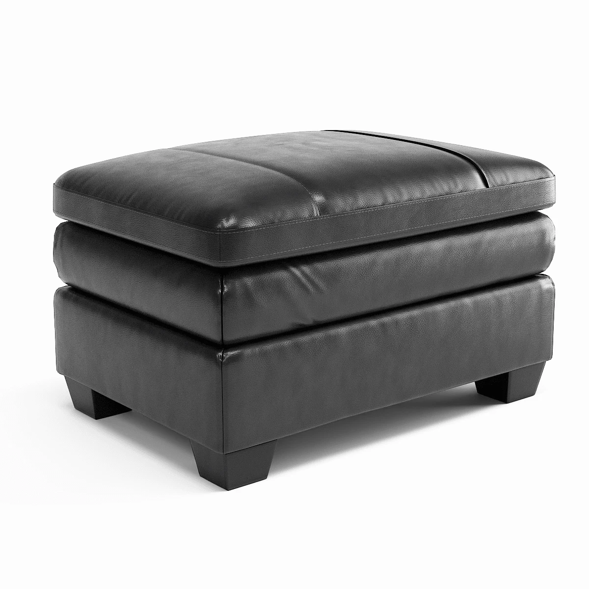 Black Leather Ottoman