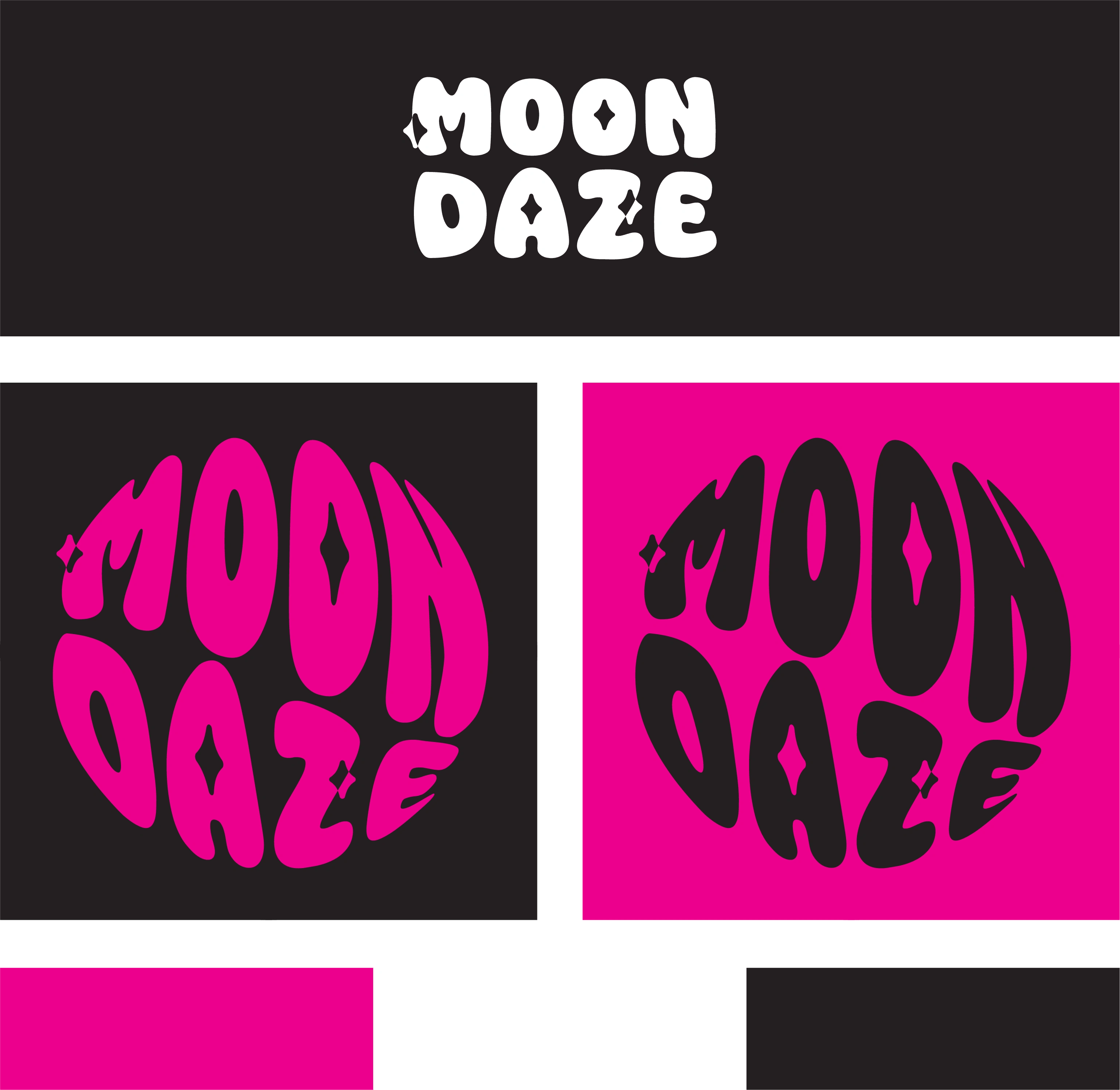 Moondaze's logo suite and color palette