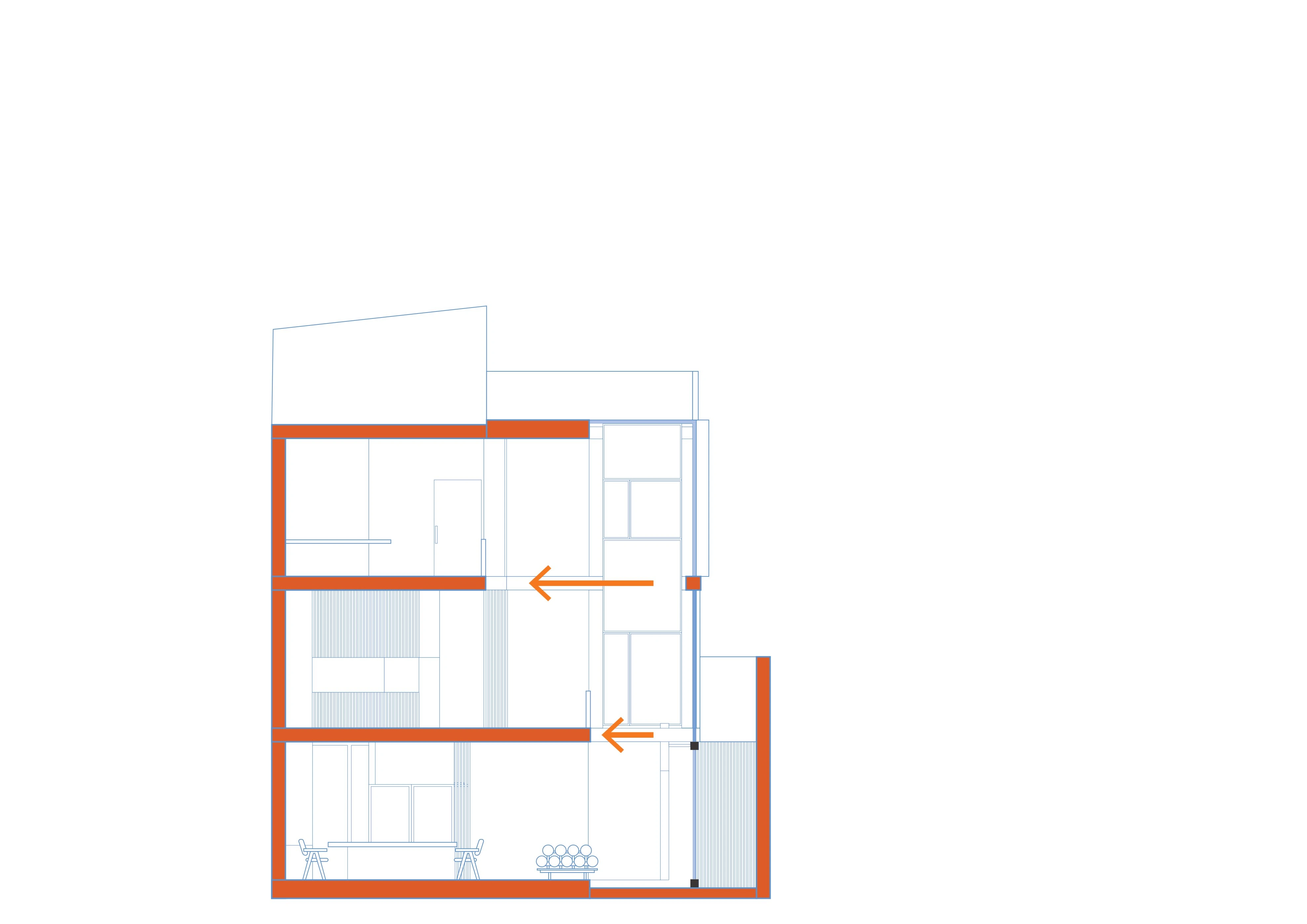 Recession of Floor Planes to Maximised Distribution of Daylighting