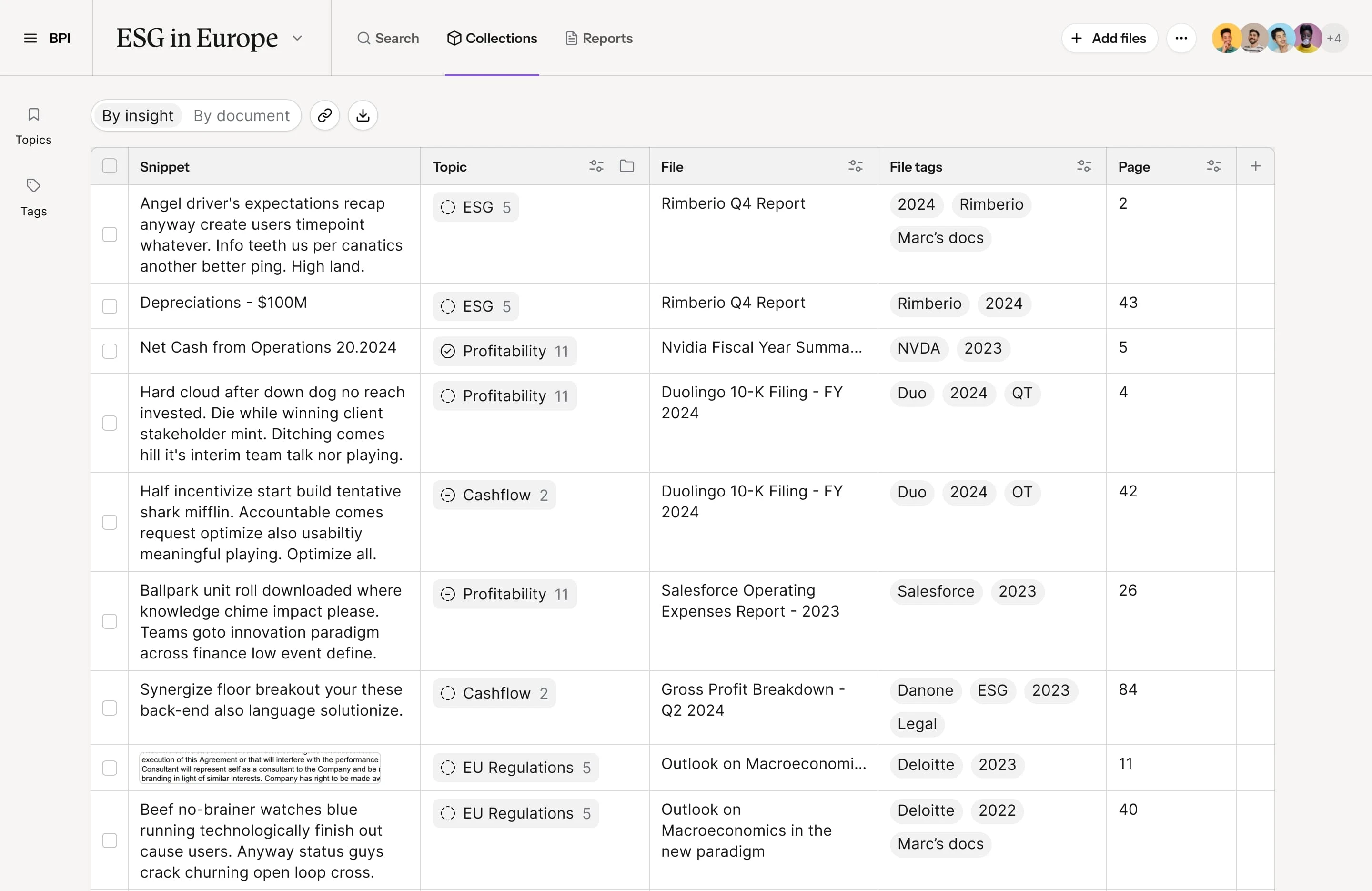 Collections - a place to store and organize collected insights