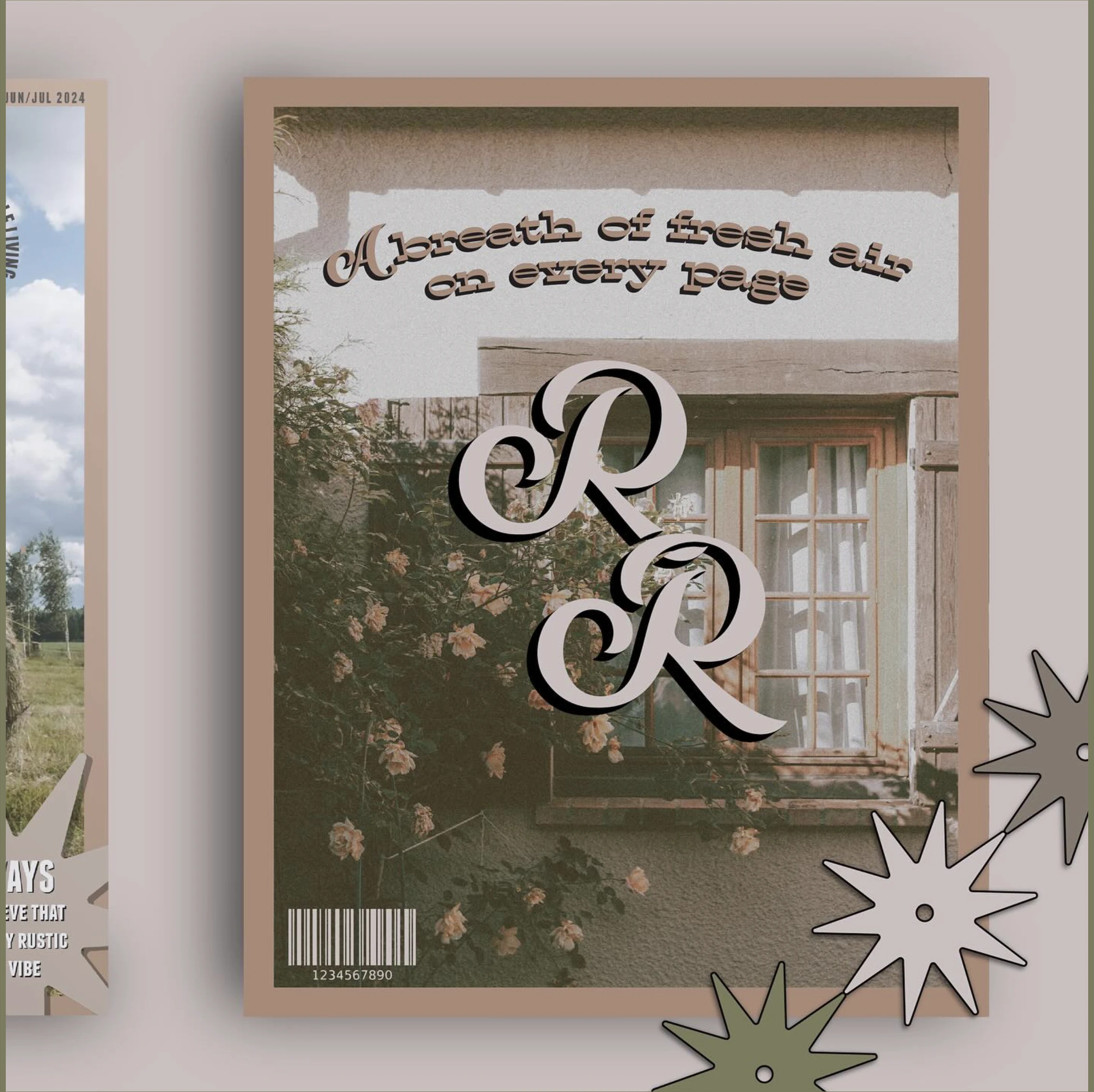 The back cover of Rustic Retreat Magazine, featuring the tagline ‘A Breath of Fresh Air on Every Page,’ perfectly capturing the essence of its content.