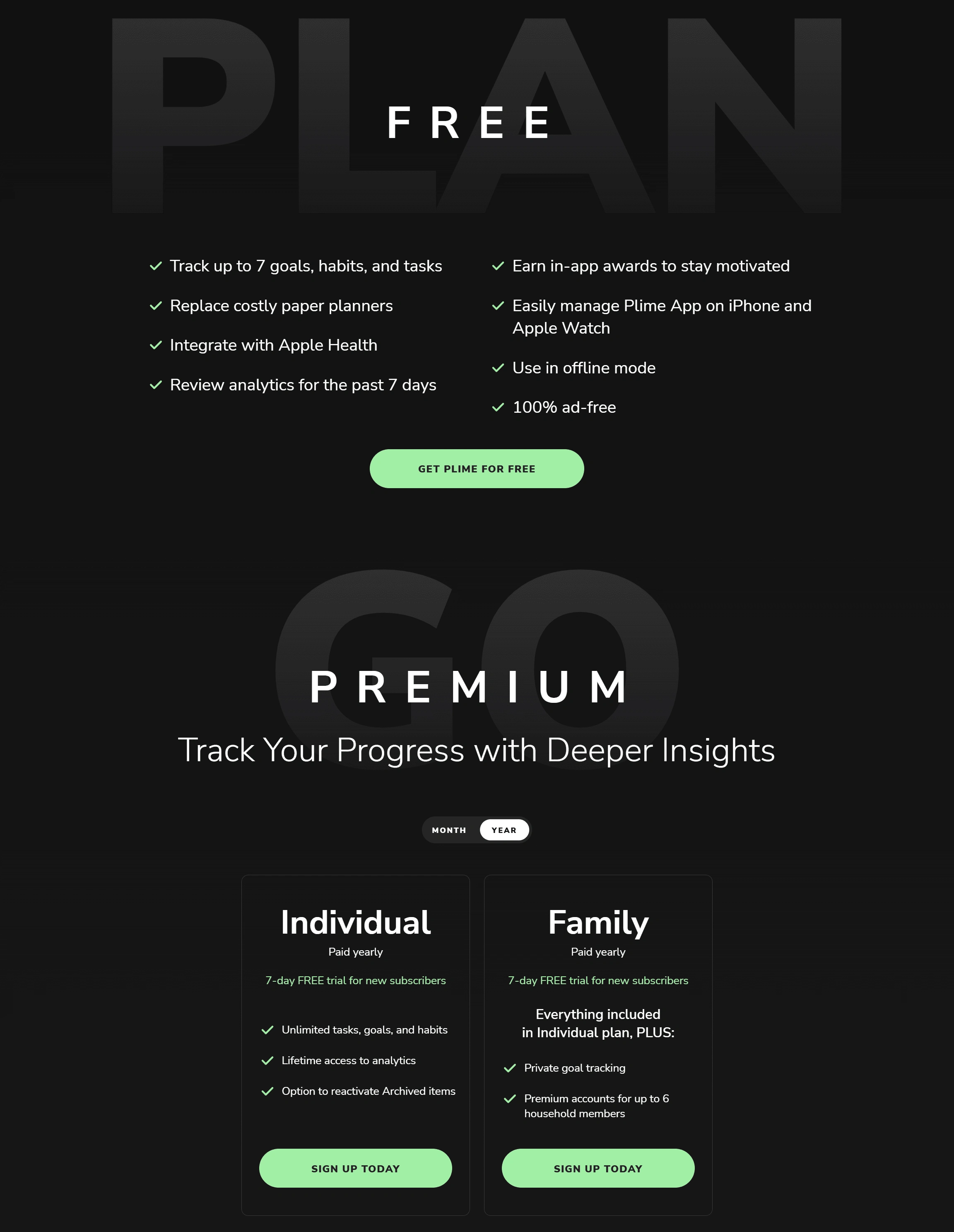 Free Plan vs. Premium now life on 