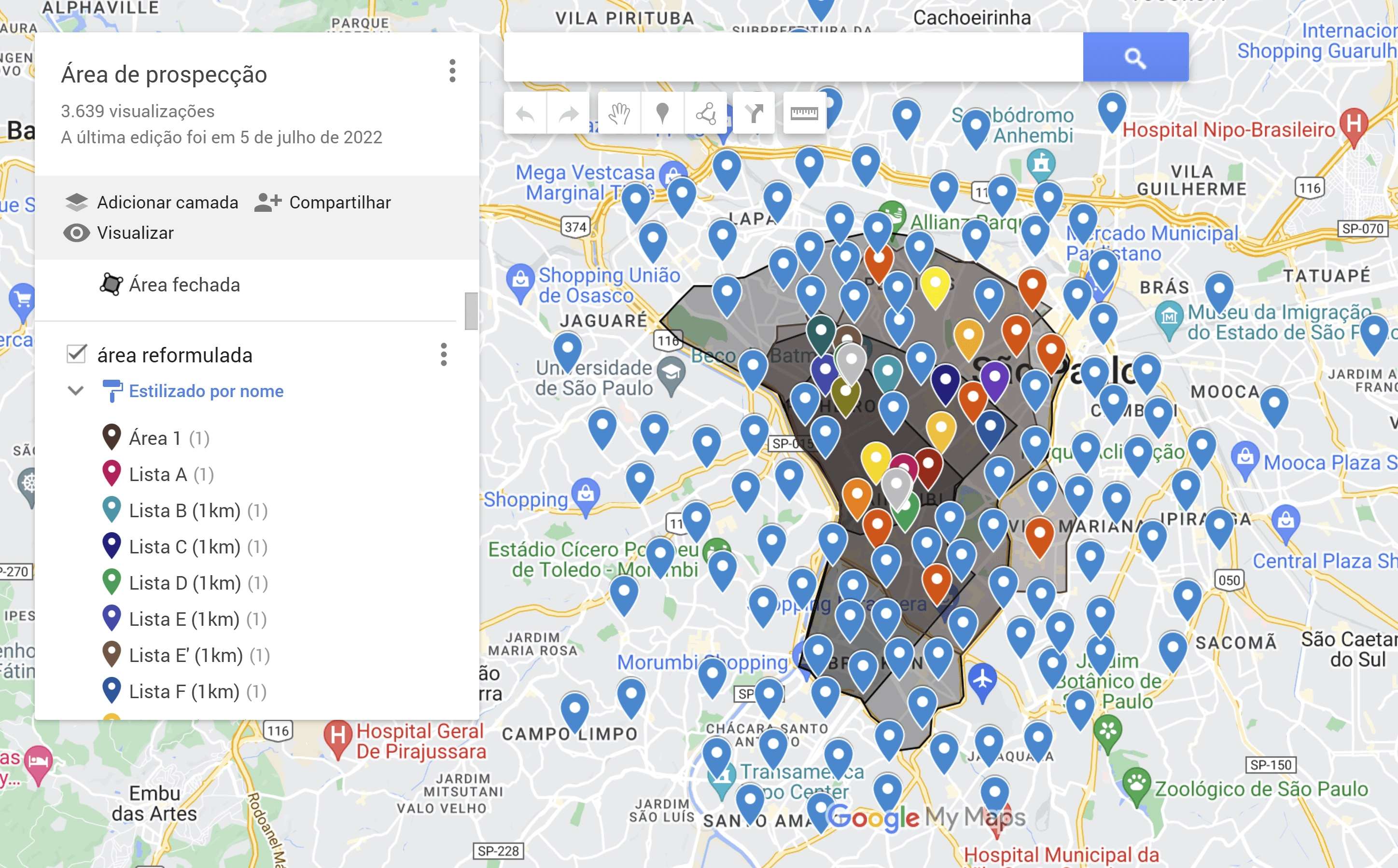 Establishment of priorities based on geographical dimension (Google MyMaps/Sheets)