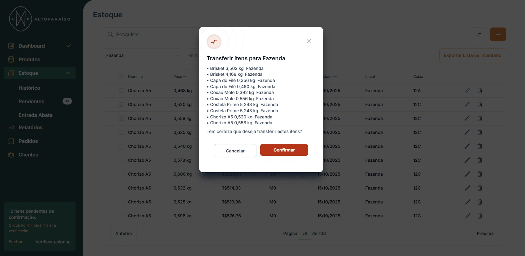 Warehouse transfer workflow