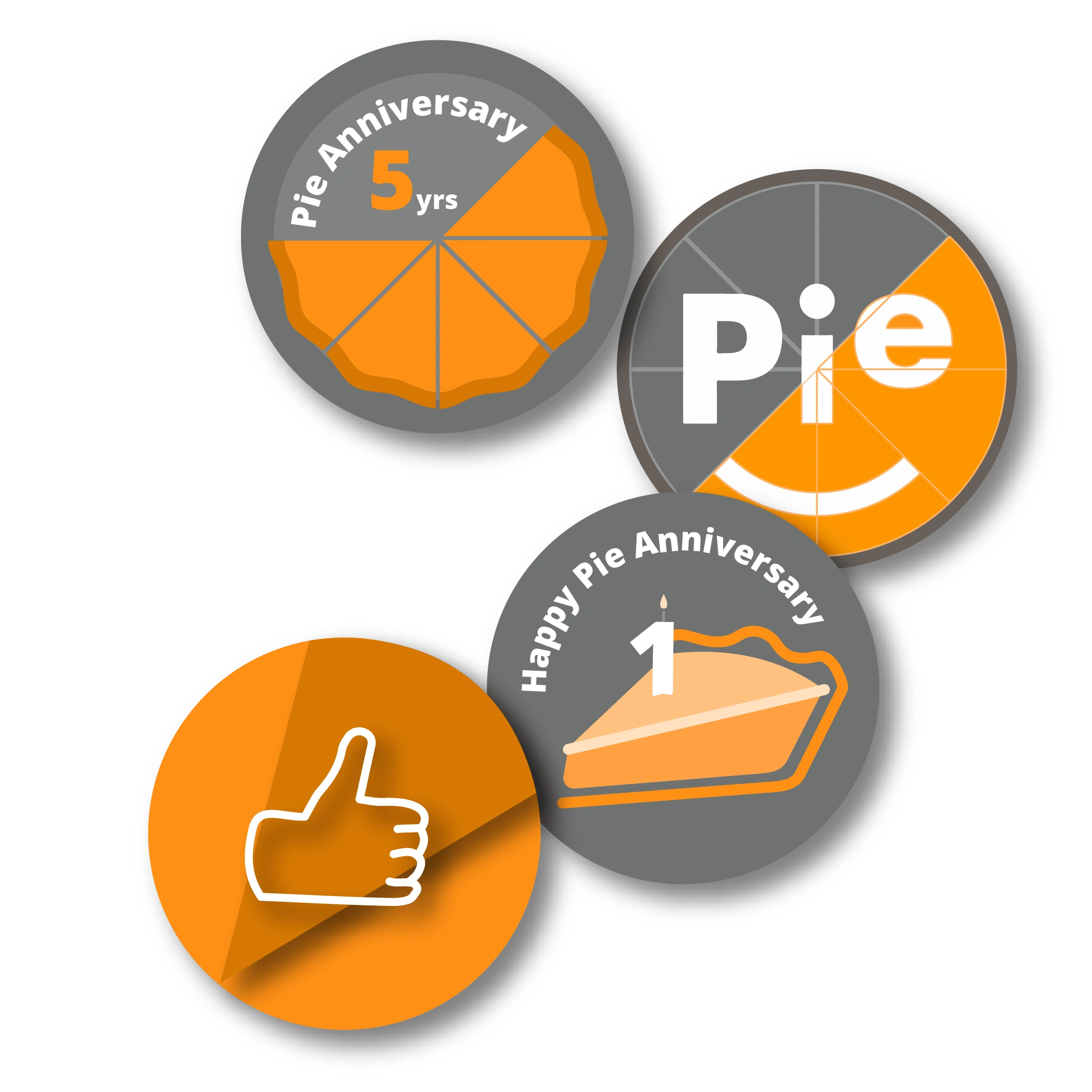 Every pie slice is used to represent each year that an employee has worked at Pie Insurance.