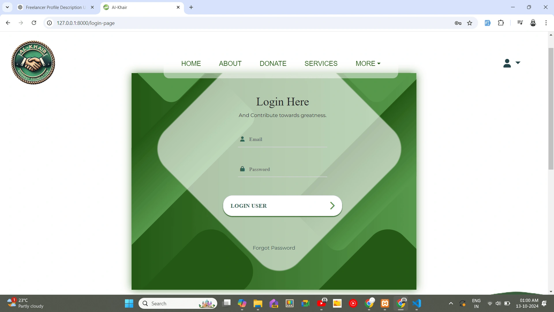 Login Page of User

