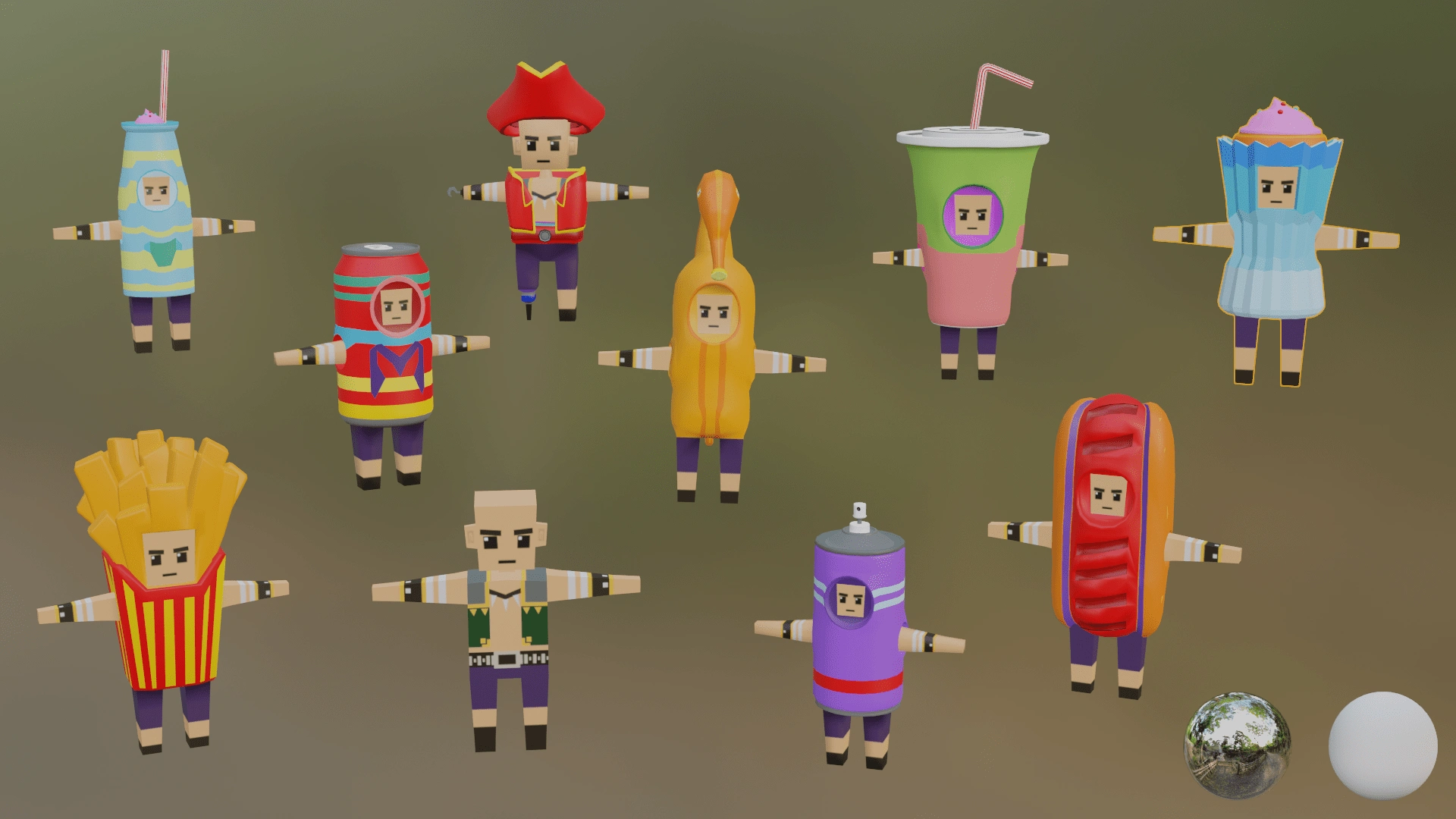 Game Character 3D models.