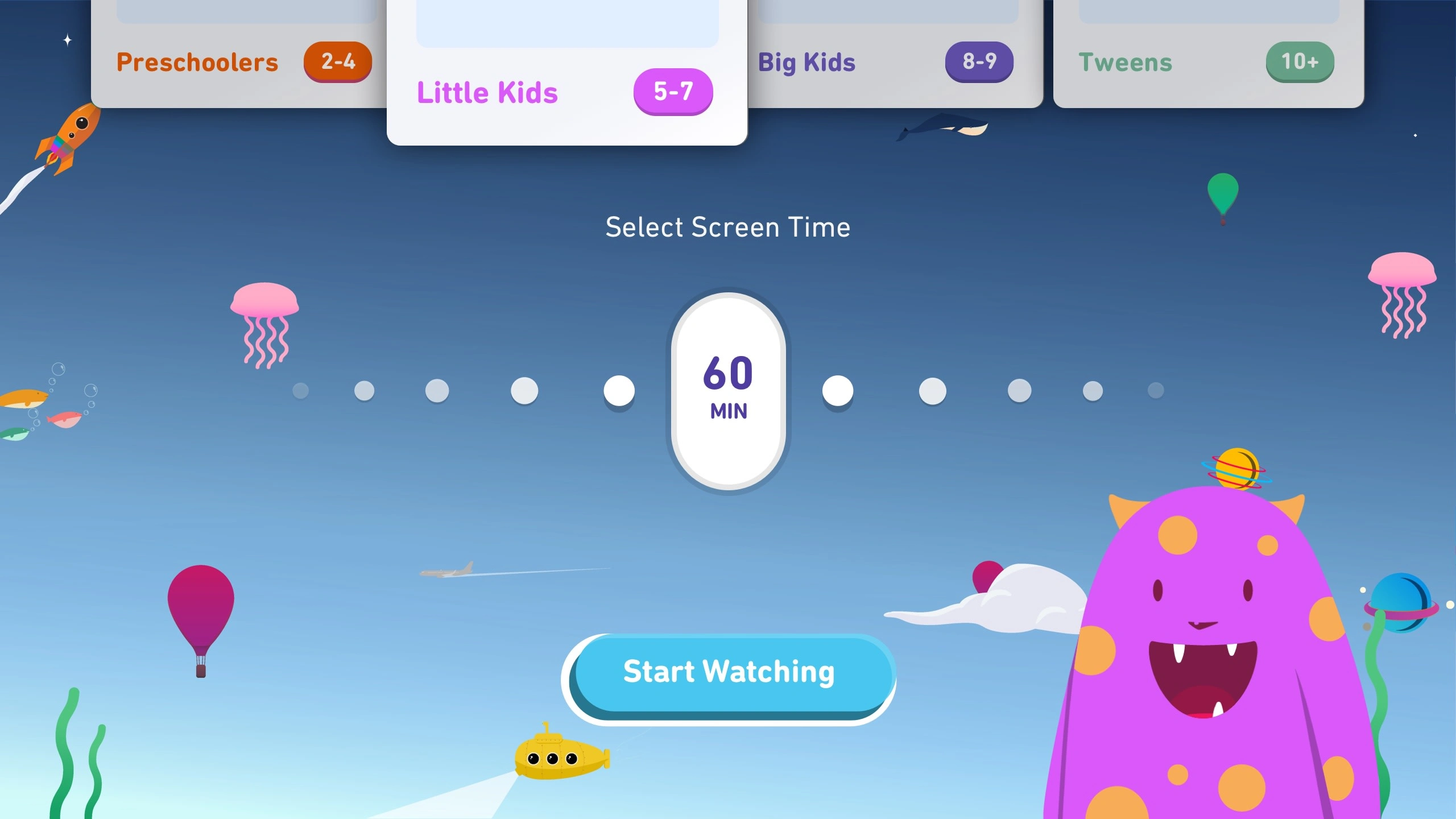 Onboarding screens - Select Screen Time