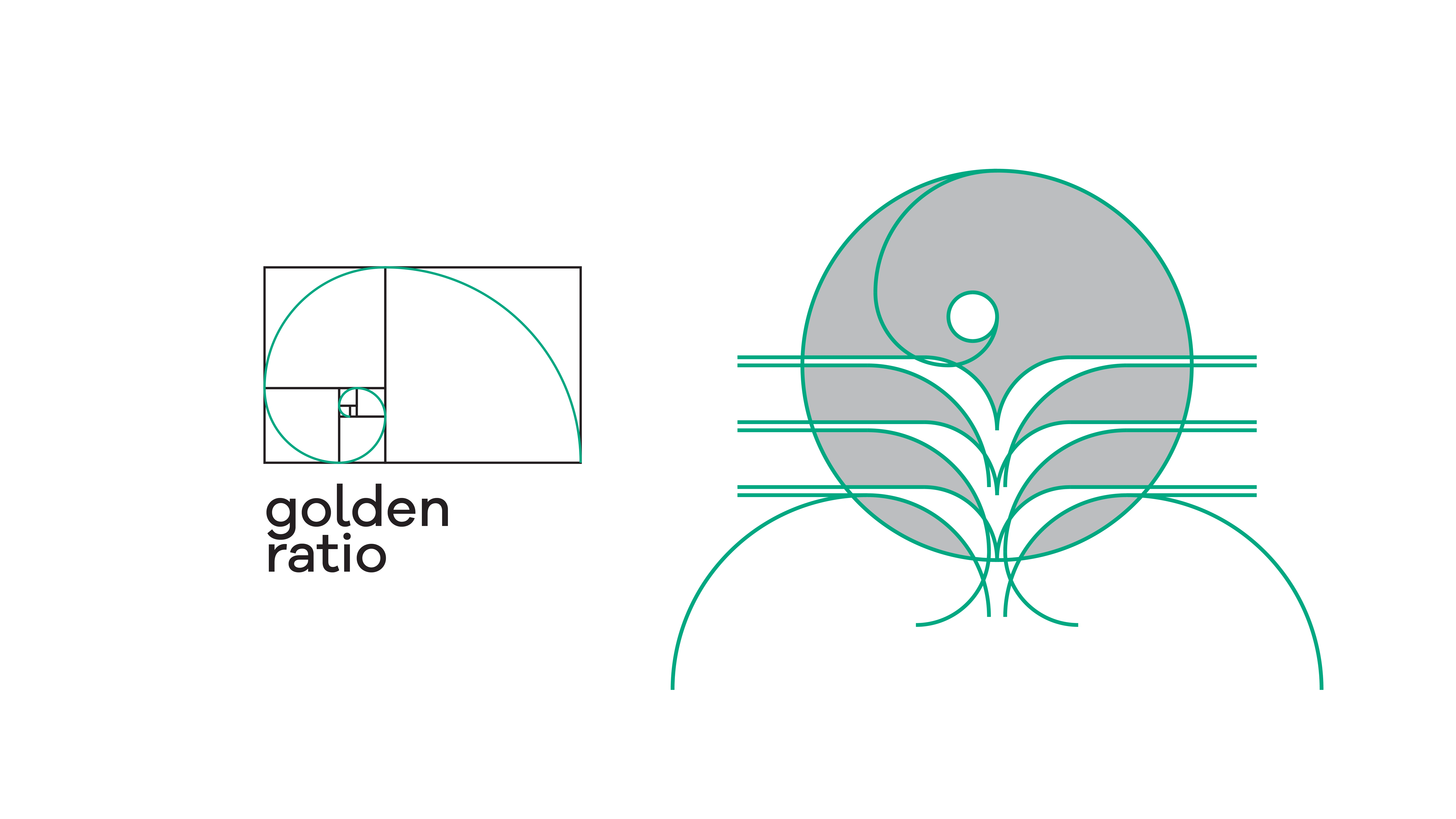 On the left: golden ratio; on the right: final logo design.