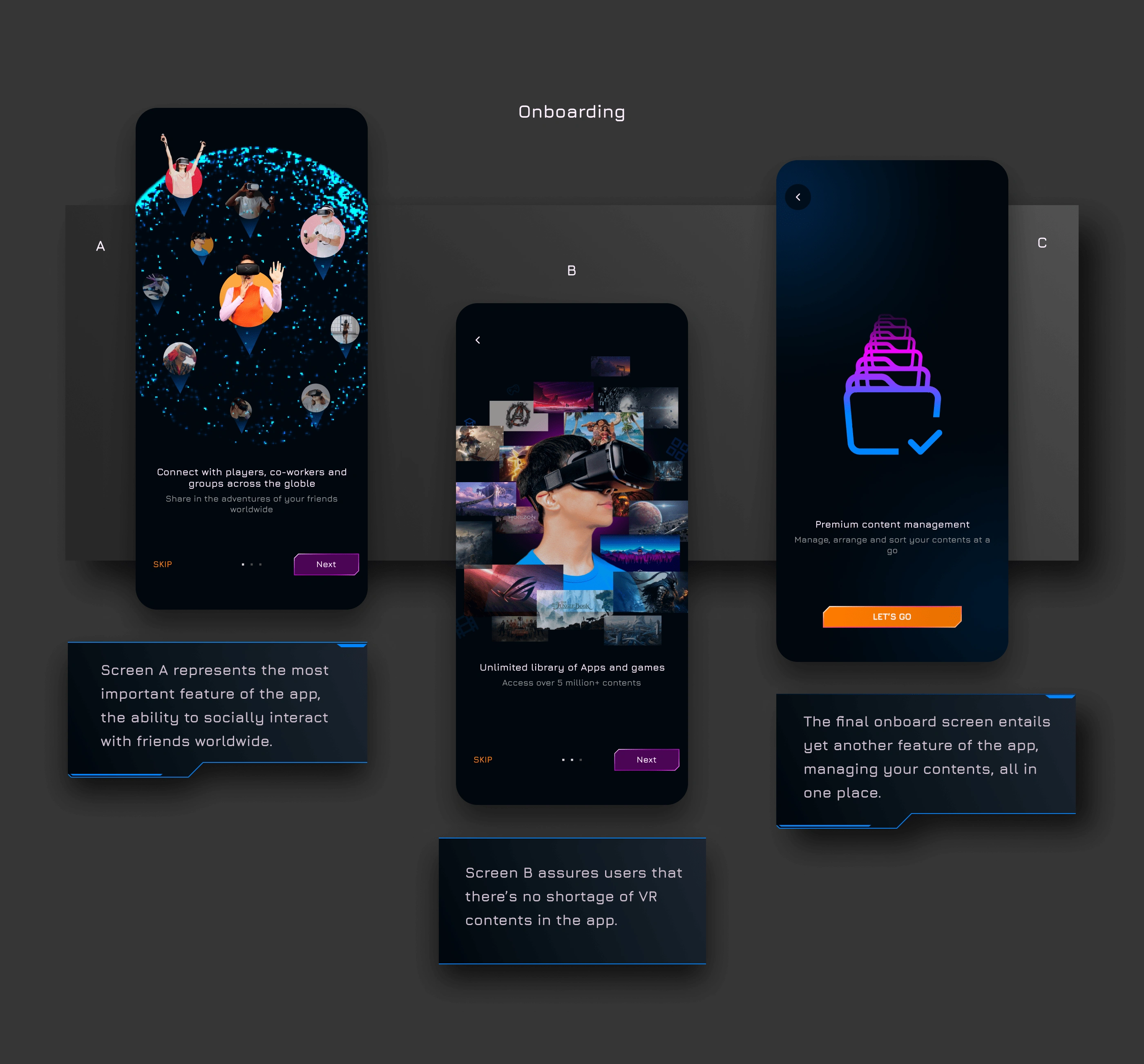 Onboarding screens