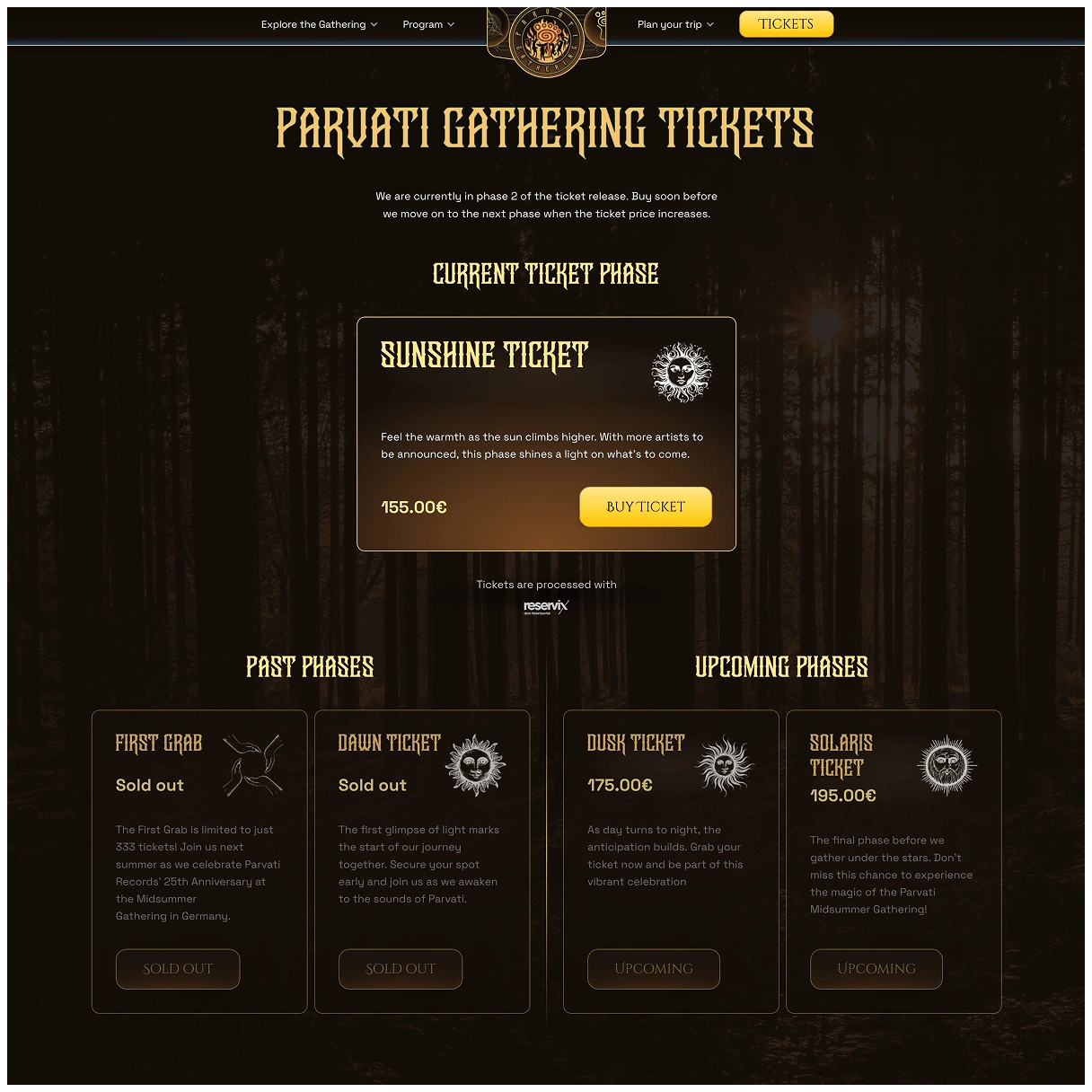 Ticketing page