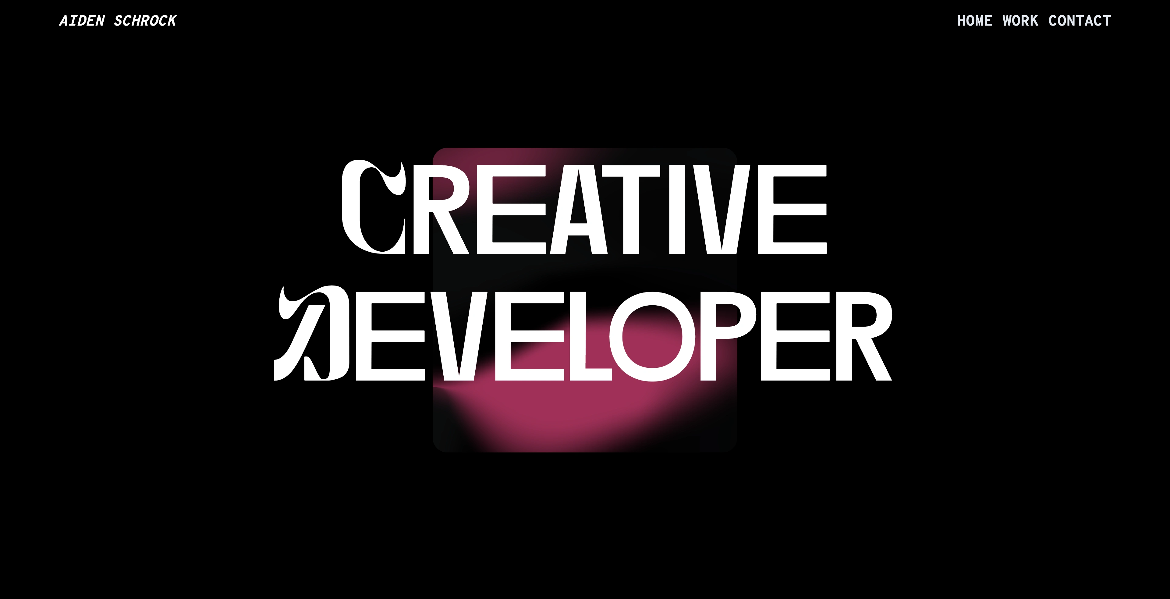 Home section of my portfolio with the title "Creative Developer"