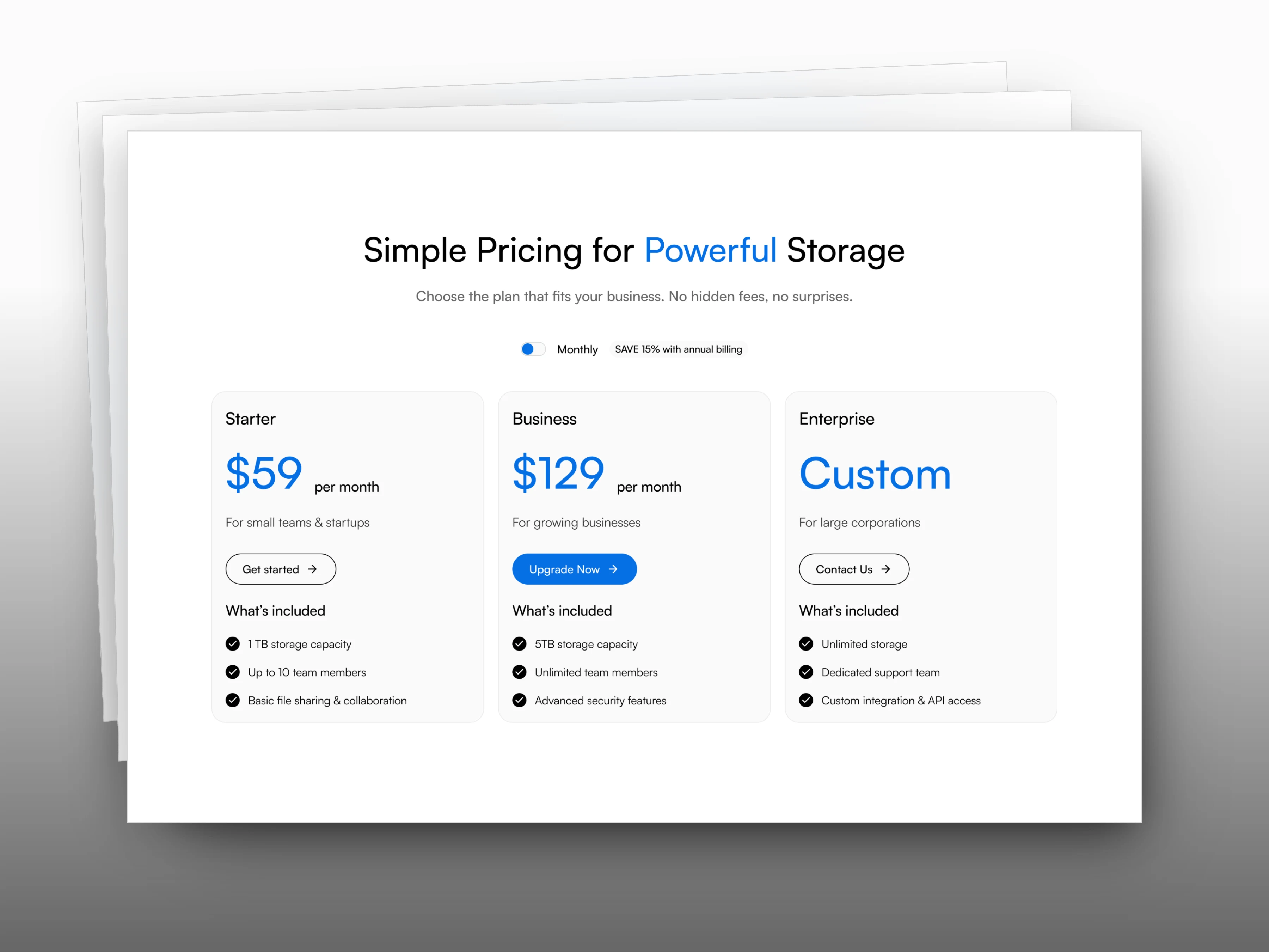 Pricing section