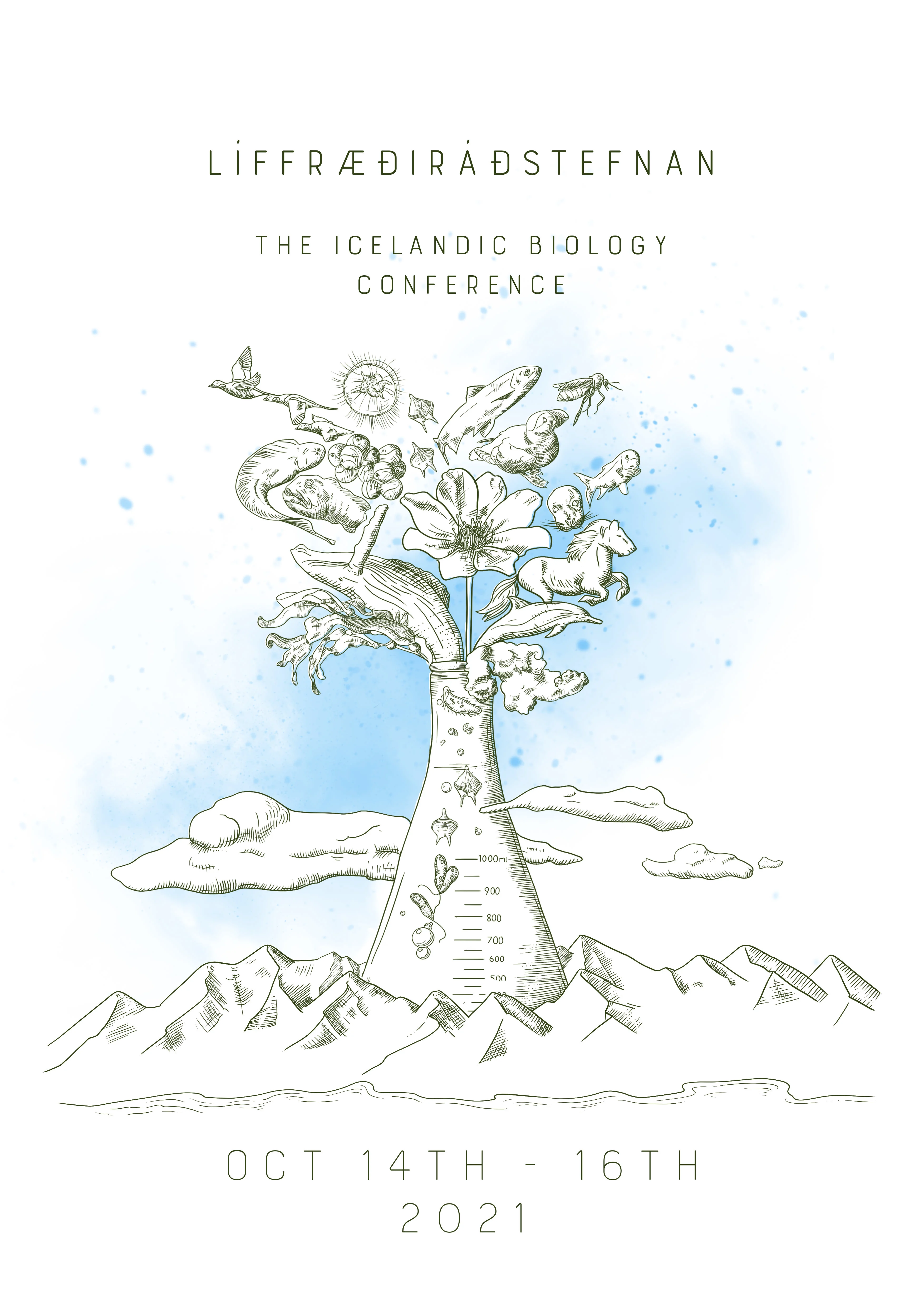 This design was create for the Icelandic Biological institutes annual conference and brochure for 2021