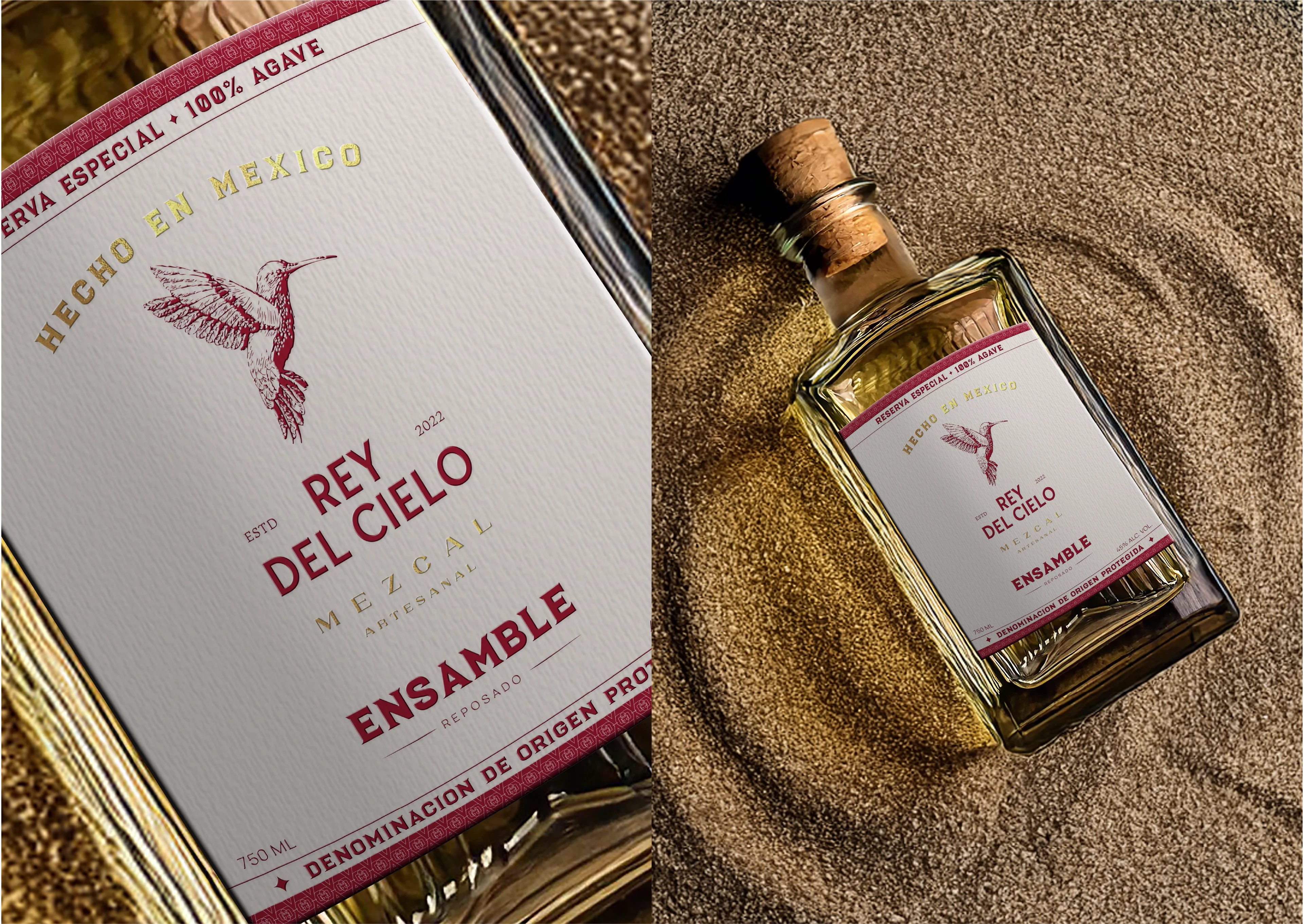 Mezcal bottle premium label design variation.