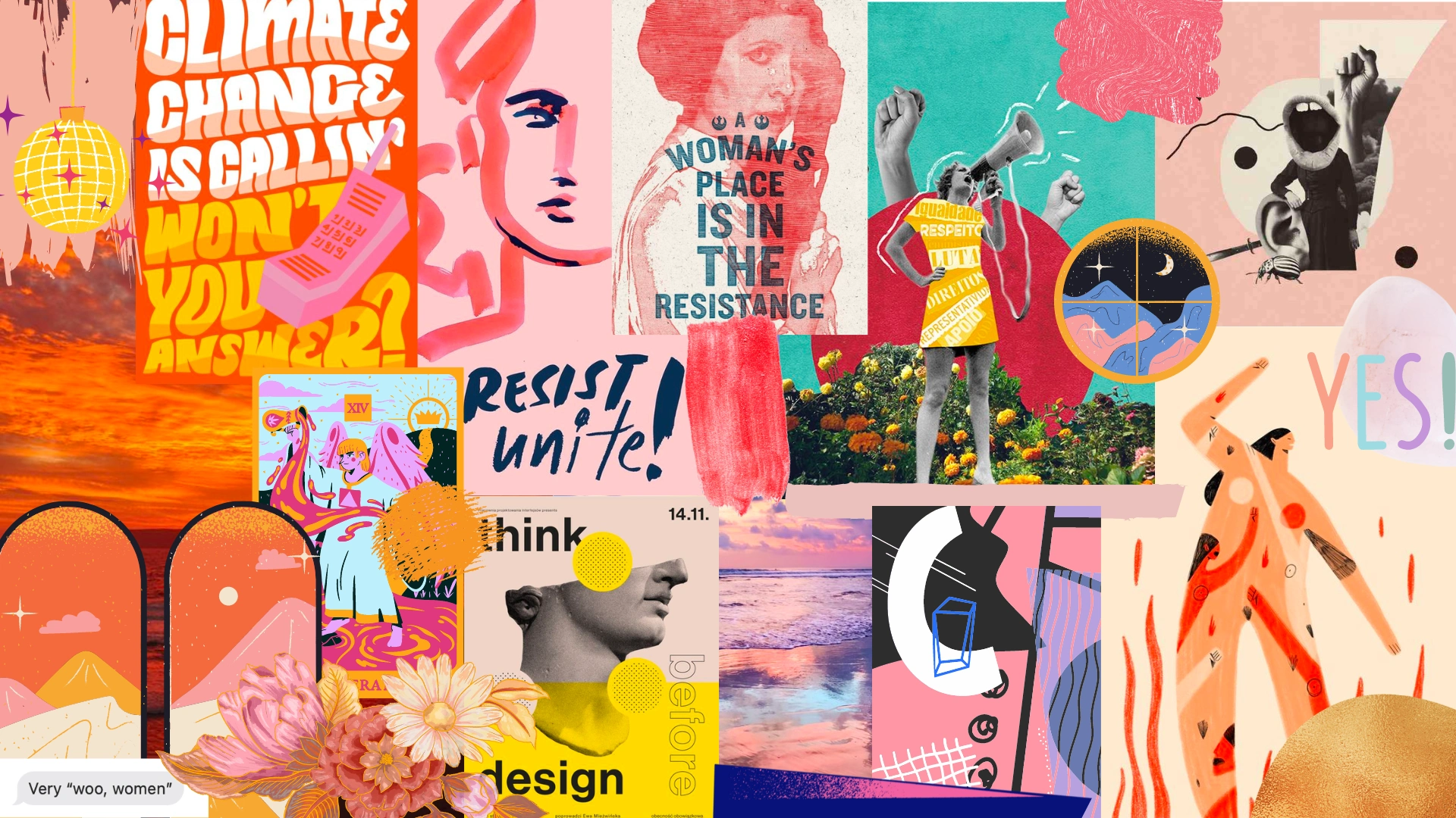 Rise's moodboard was meant to capture vibrancy, dynamism, bold, feminine, urgent ideas.