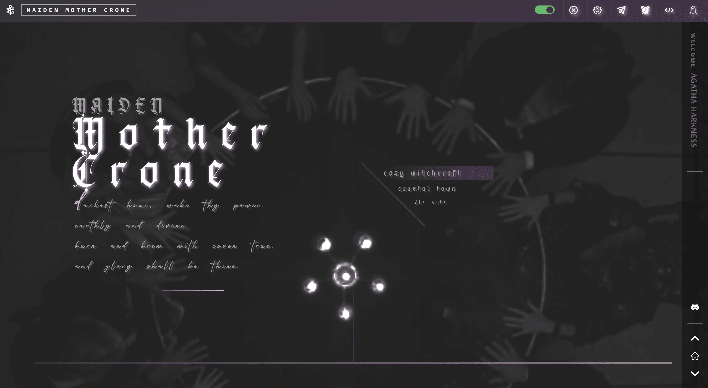 I designed the entire forum theme to match the client's witch genre. 