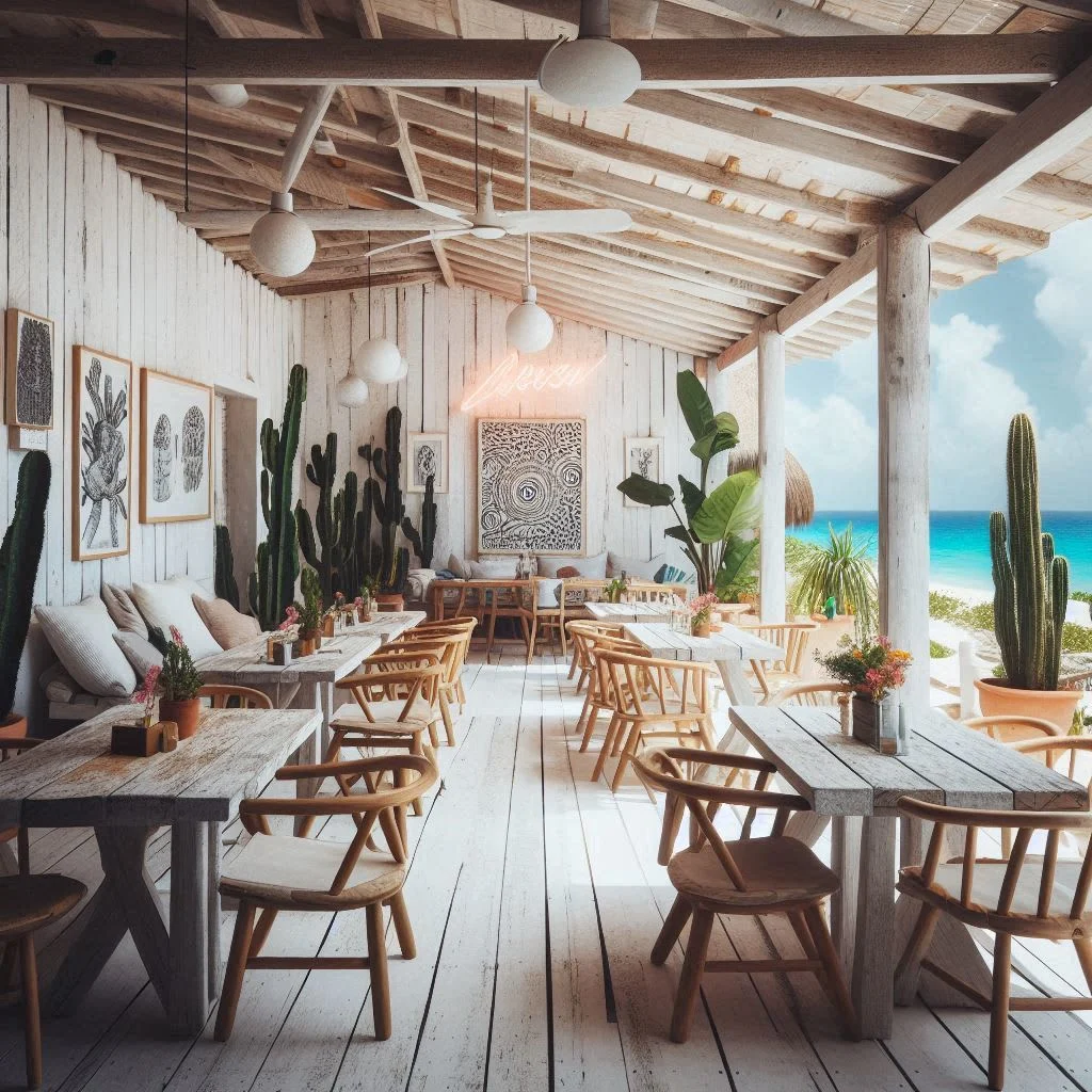 Inspired by the restaurant’s connection to the land and sea, I used natural materials and warm tones to create an inviting, authentic atmosphere that reflected the freshness and local essence of the cuisine, from organic textures to subtle nautical accents.