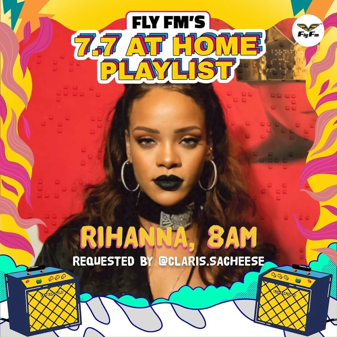 Rihanna at 8AM for Fly FM's 7.7 At Home Playlist