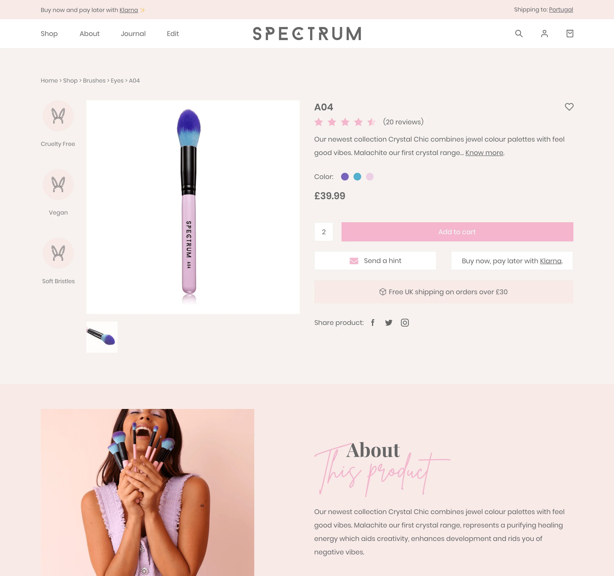 Product detail page