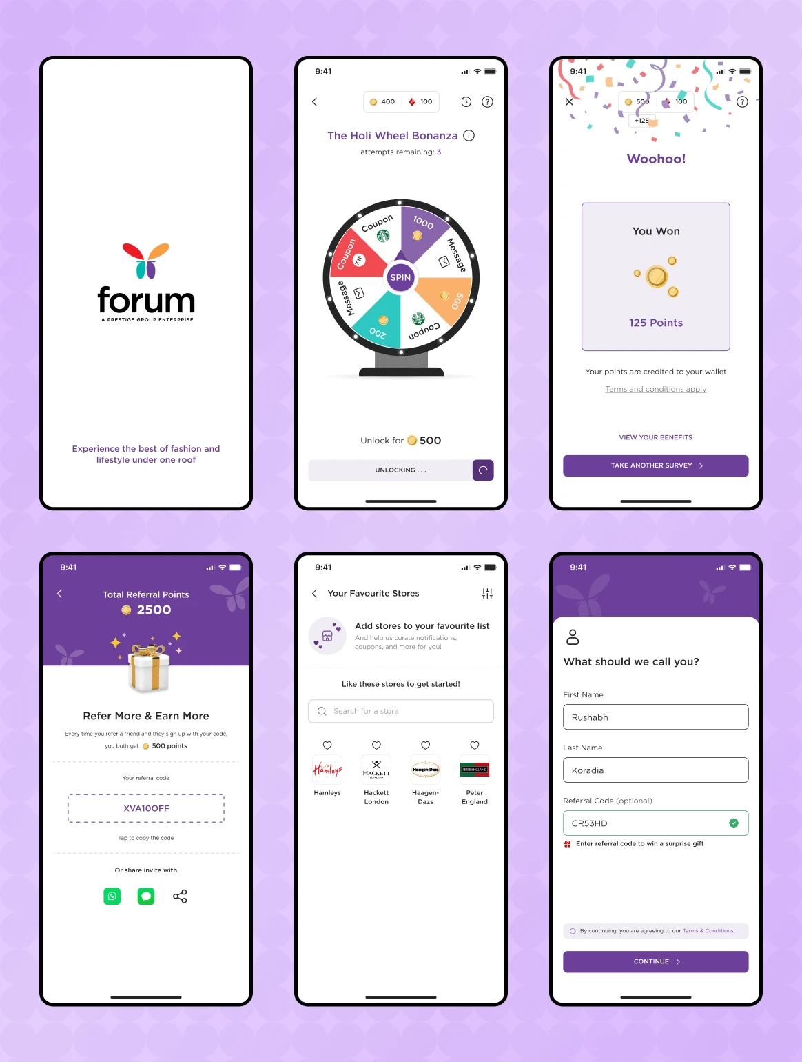 Spin the Wheel, Referral, Store, Login