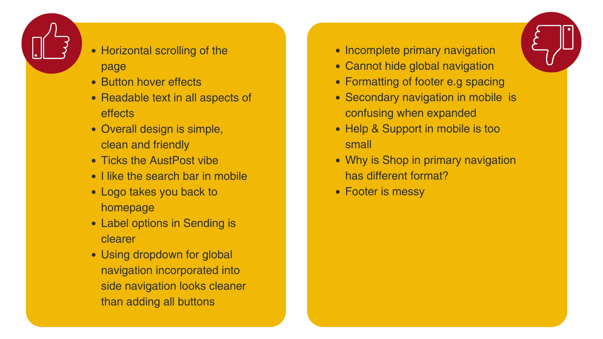 Pros and Cons of the initial design