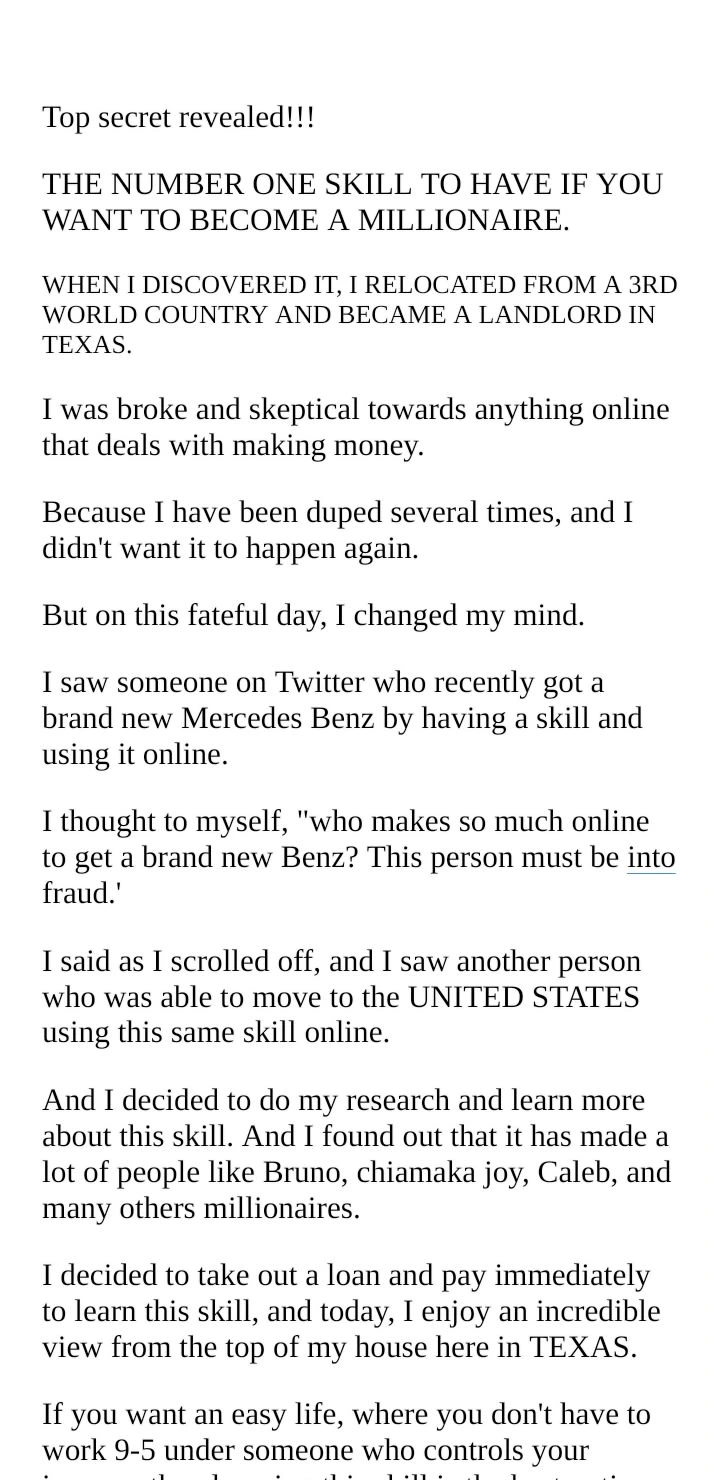 This copy increased courae sign up by 35%. I was able to do this because i used an attention grabbing headline , then i crafted an interesting story which prospects could resonate with, the copy also talked about my prospects problems, frustrations and provided a solution which made them take action.