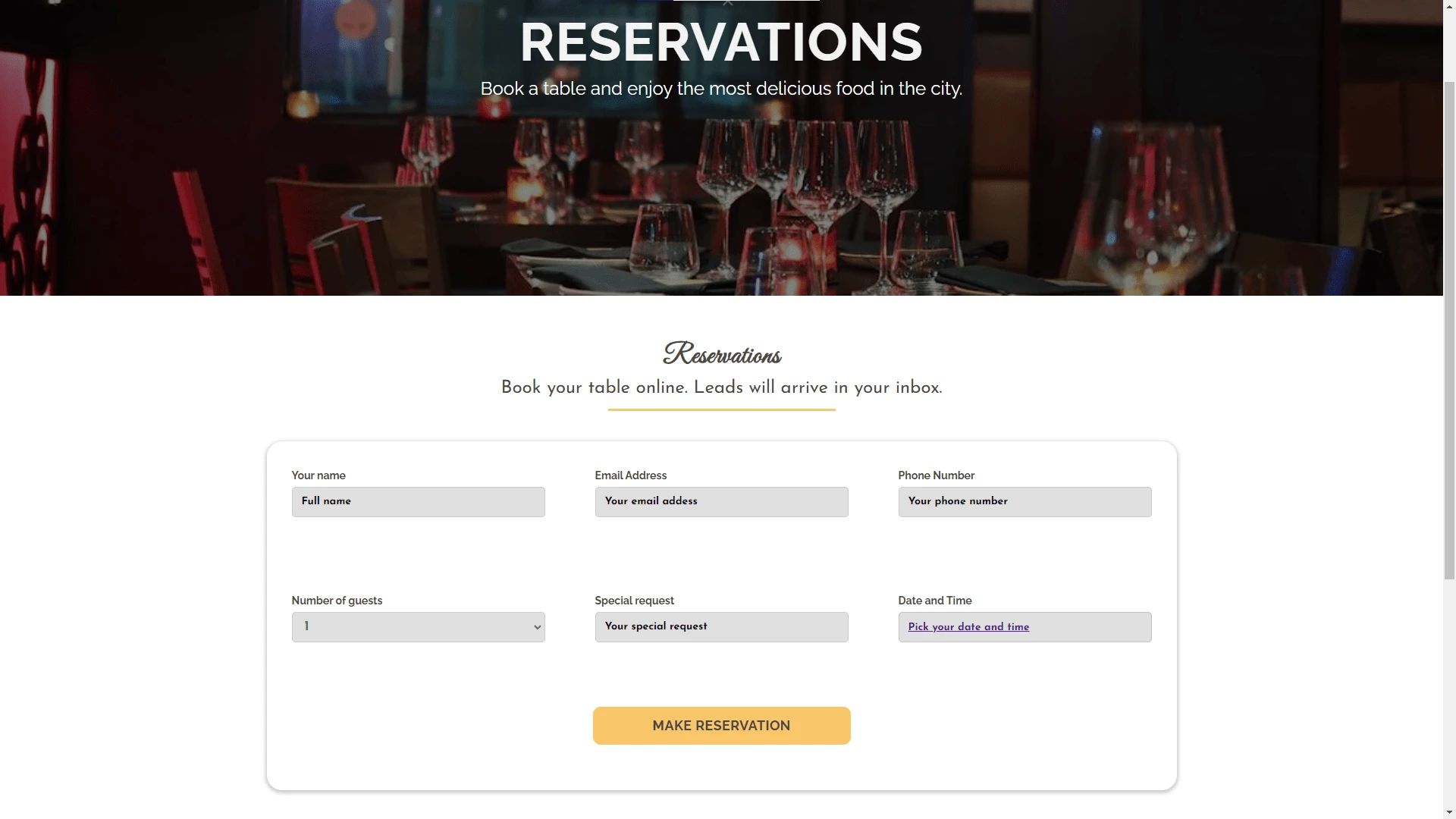 Reservations section