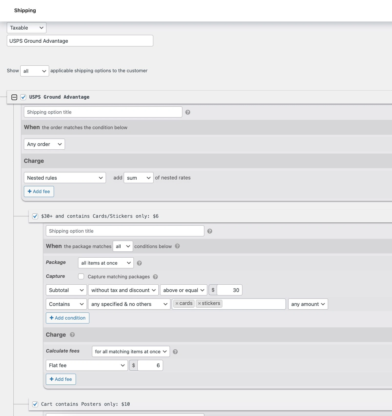 Ability to create custom shipping rates and complex rules.