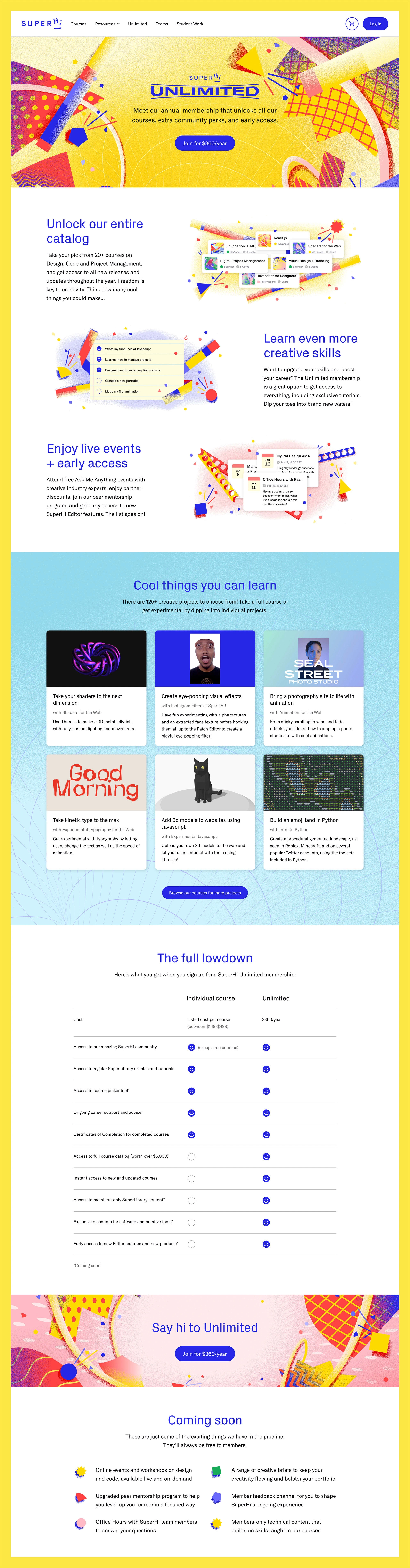 SuperHi Unlimited Landing Page