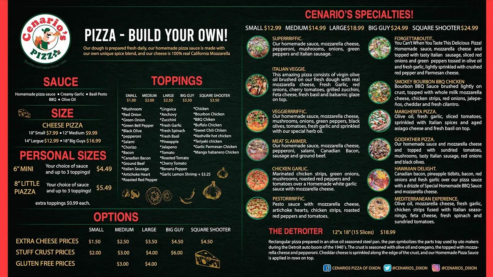 BEFORE: Image of the old menu, showcasing poor readability, visual hierarchy, appetizing images and cluttered design